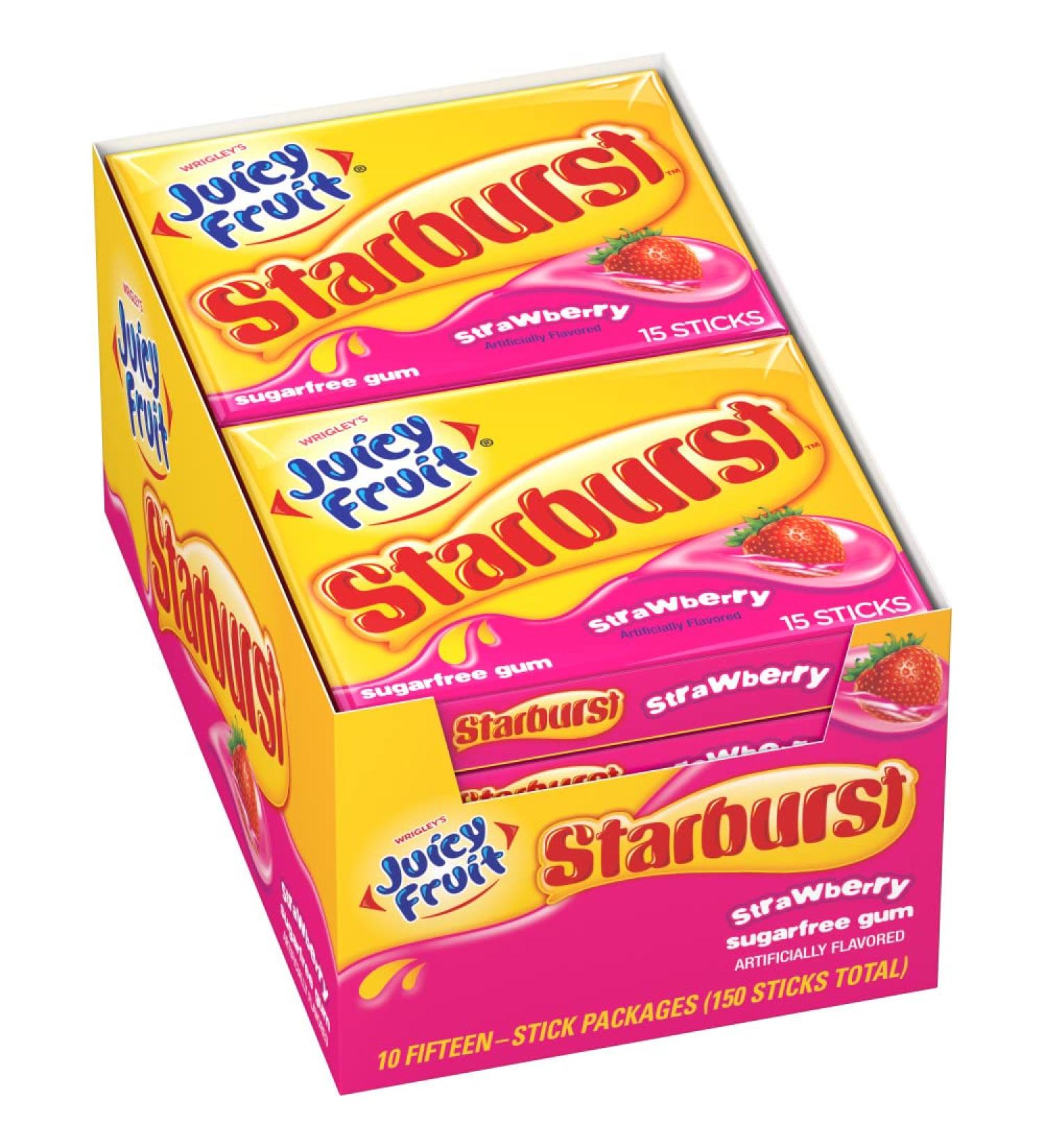 JUICY FRUIT STARBURST Chewing Gum Strawberry - 15 Count x 10 Packs - Buy Online on GoSupps.com