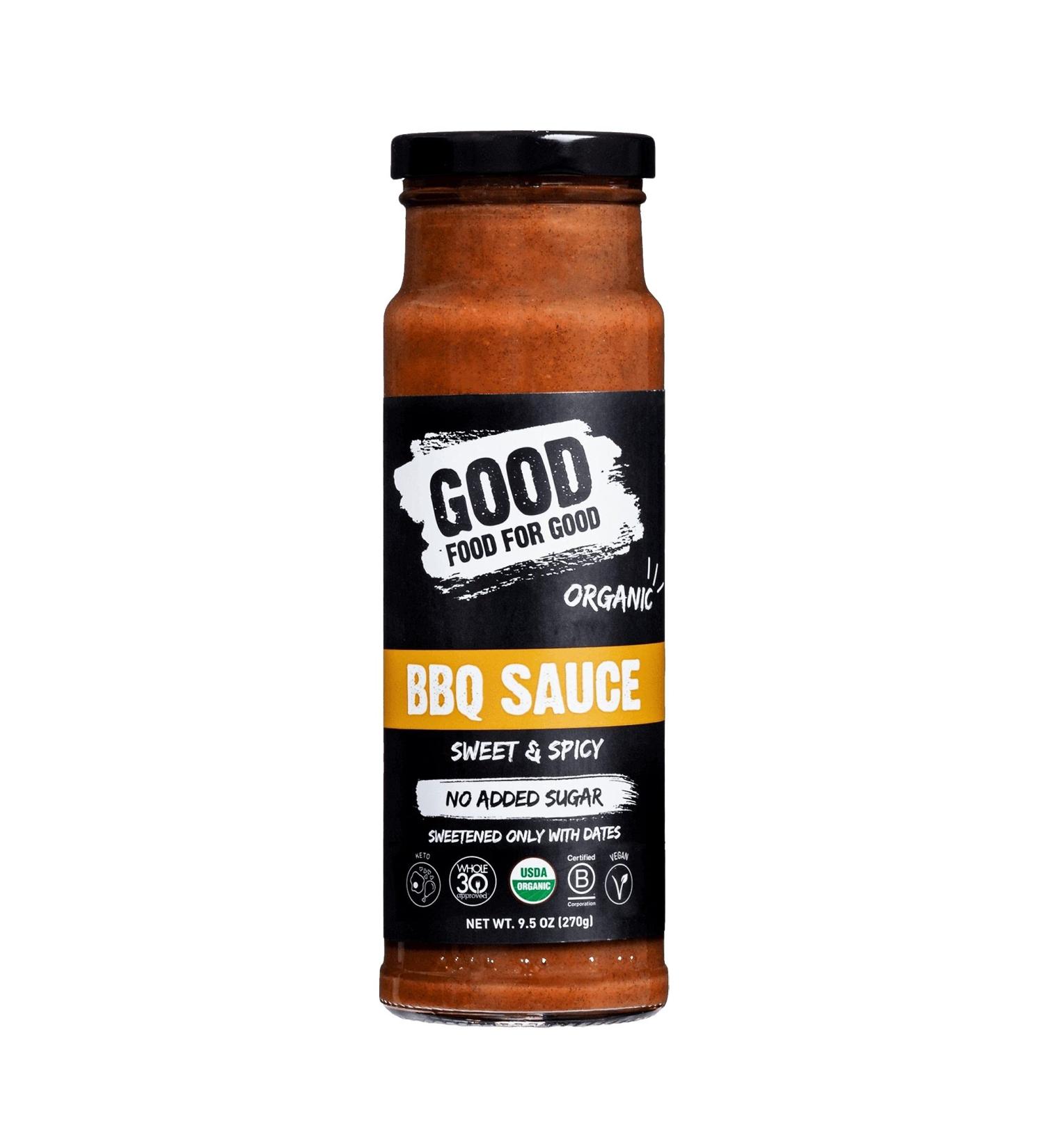Good Food For Good Organic Sweet & Spicy BBQ Sauce - No Added Sugar, Whole30 Approved, 9.5 Oz - Buy Online on GoSupps.com