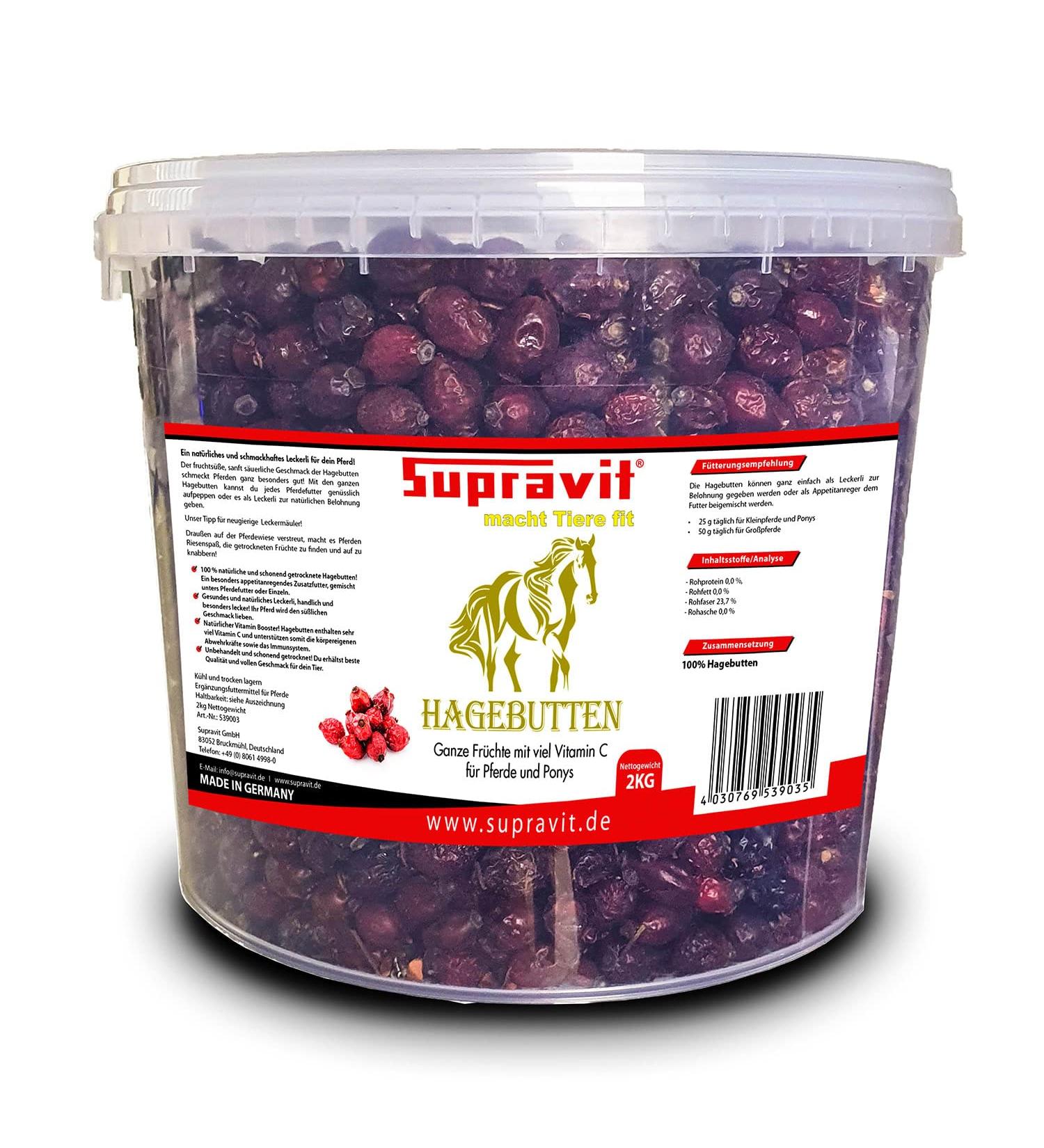Supravit Rose Hed Horse 2kg Bucket | Vitamin C Enriched Dried Fruits for Horses & Ponies | Sugar-Free Natural Treats | Premium Quality - Buy Online on GoSupps.com