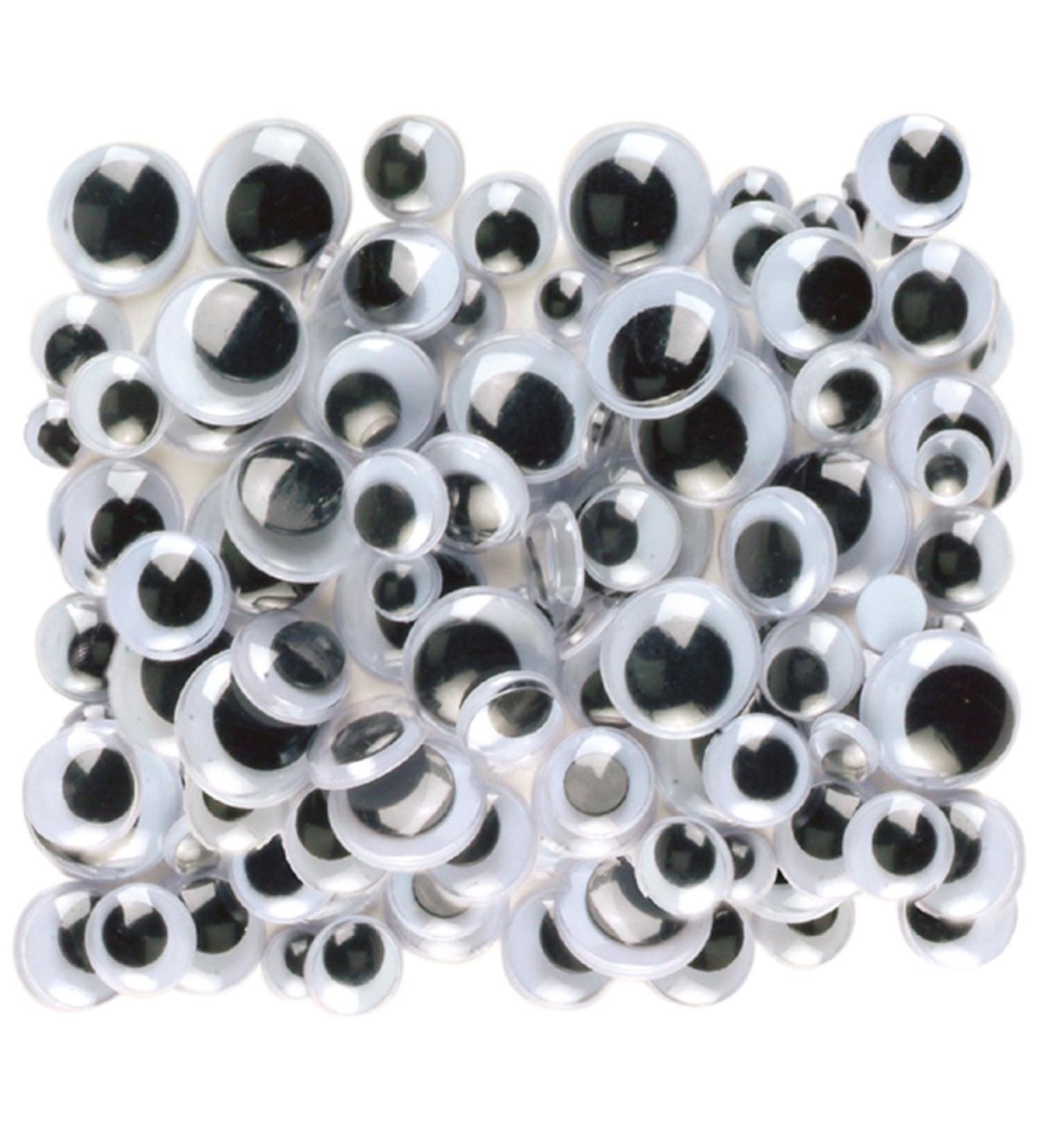 Creativity Street Peel and Stick Wiggle Eyes Assorted, 7mm to 15mm, Black, 100-Pack