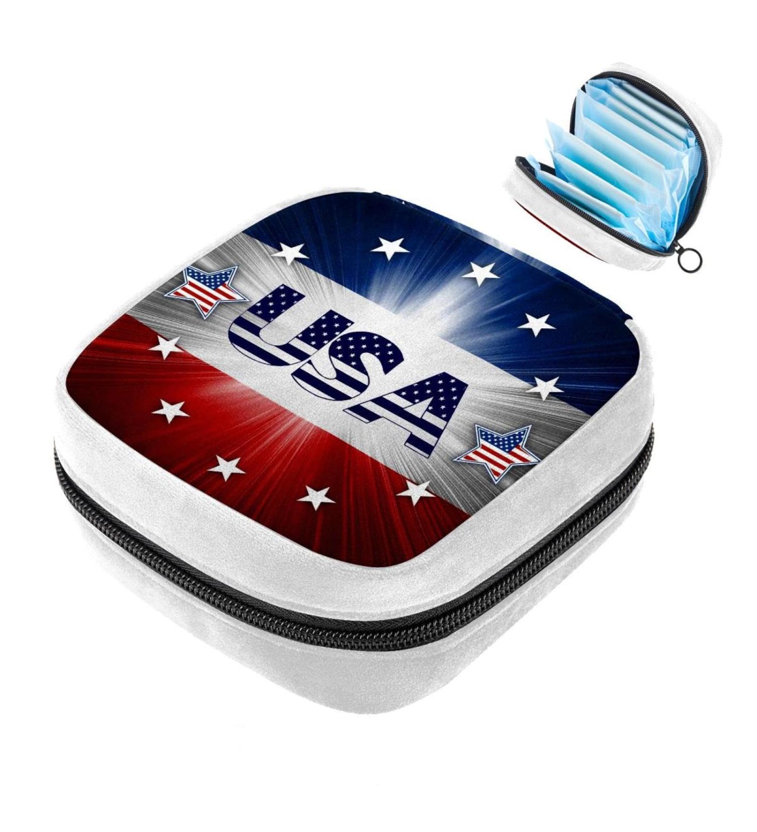 American Flag Sanitary Napkin Storage Bag | Period Tampon Makeup Pad Pouch - Buy Online on GoSupps.com