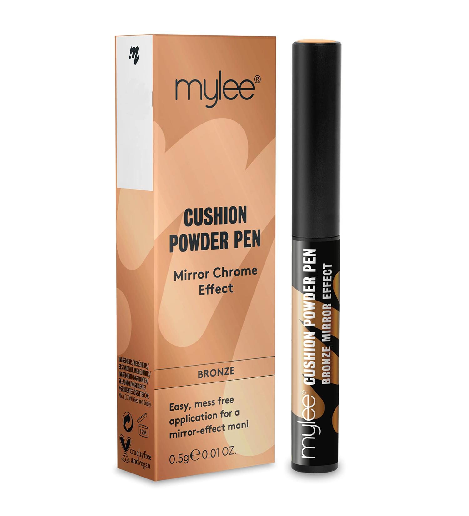 Mylee Air Cushion Chrome Powder Pen - Holographic Bronze Nail Powder for Shiny Metallic Mirror Effect - Long Lasting DIY Nail Art Tool - Buy Online on GoSupps.com