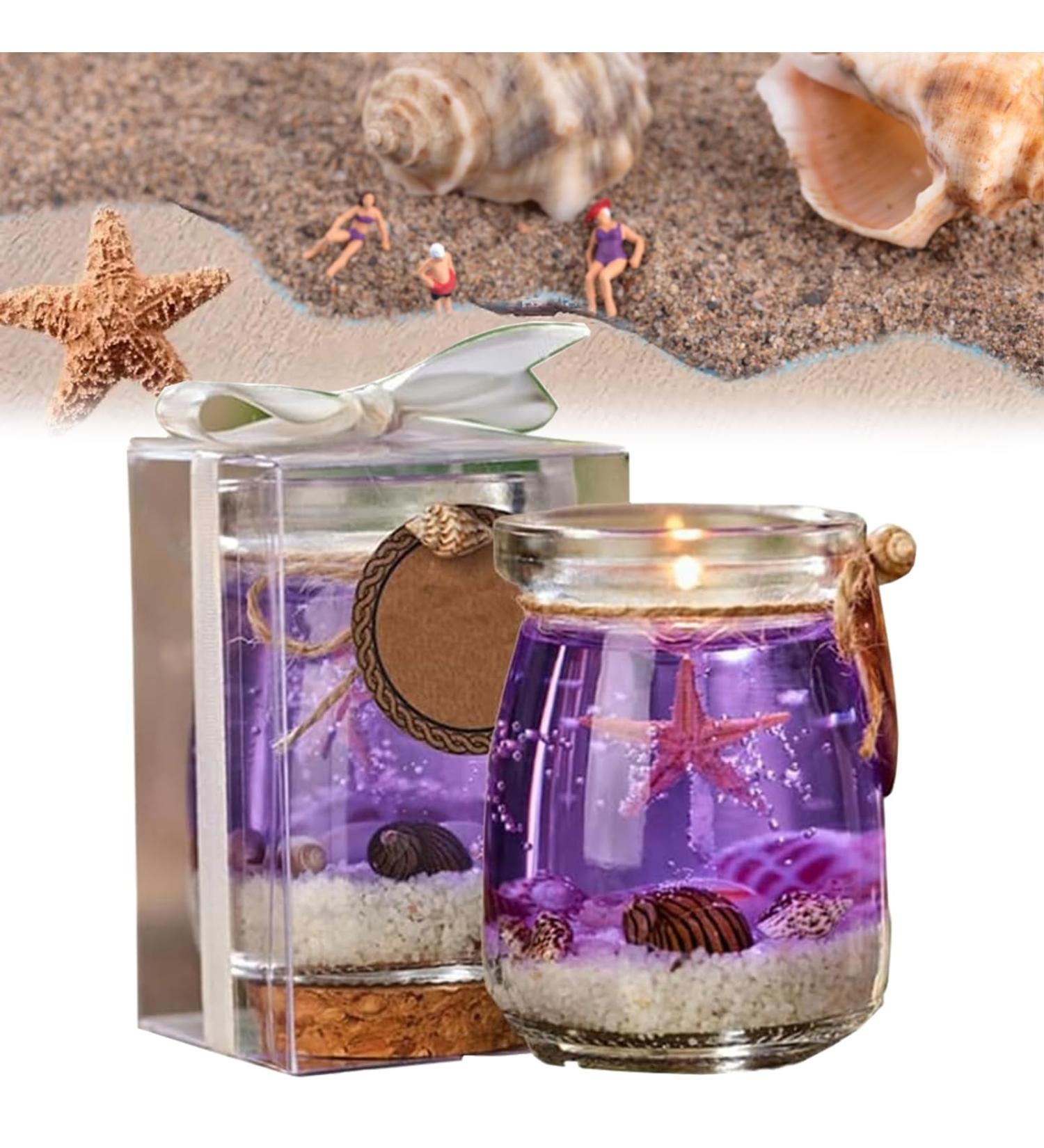 Ocean Theme Gel Candles Set - Handmade Scented Candles in Blue Purple & Pink for Home Decor & Gifts - Buy Online on GoSupps.com