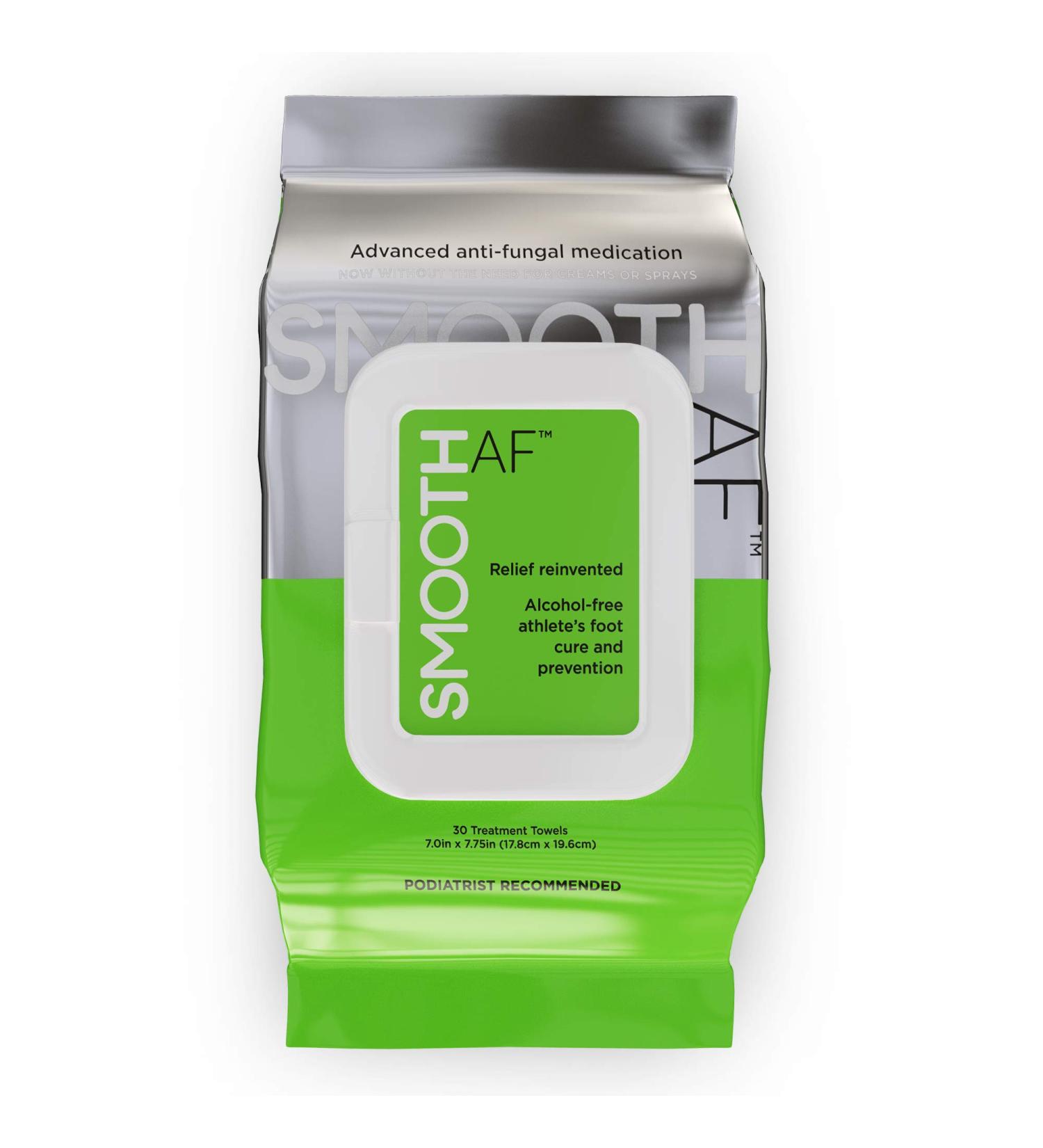 SMOOTH AF Medicated Athlete's Foot Wipes - Fast Relief Antifungal Treatment with Tolnaftate 1% - 30 Count, Alcohol-Free, Clinically Proven, APMA Approved - Buy Online on GoSupps.com
