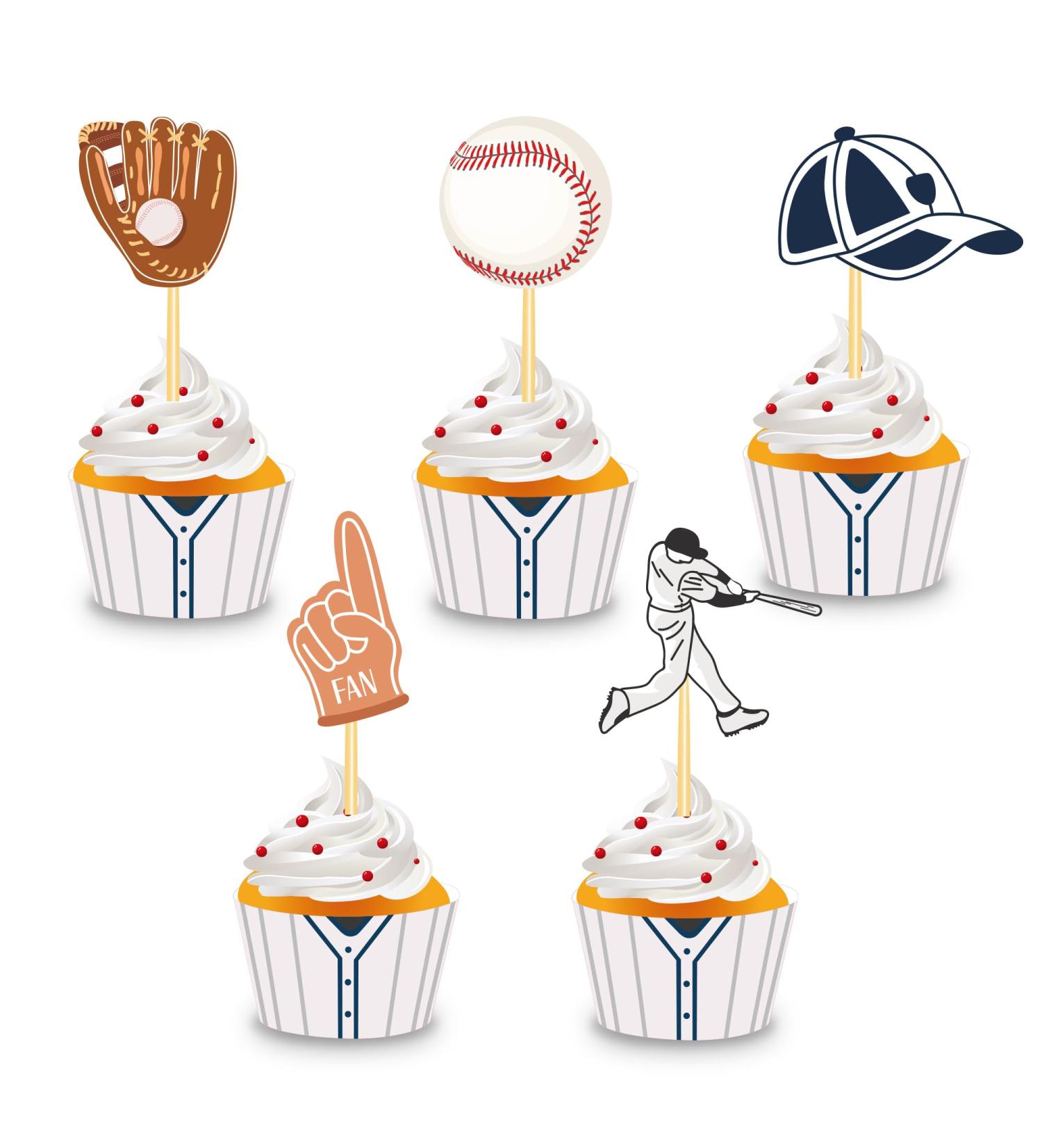 Adirasenotek Baseball Cupcake Toppers and Baseball Themed Cupcake Wrappers Sport Party Supplies for Baseball Themed Party Birthday Party Baby Shower 20Set Cupcake Decorations - Buy Online on GoSupps.com