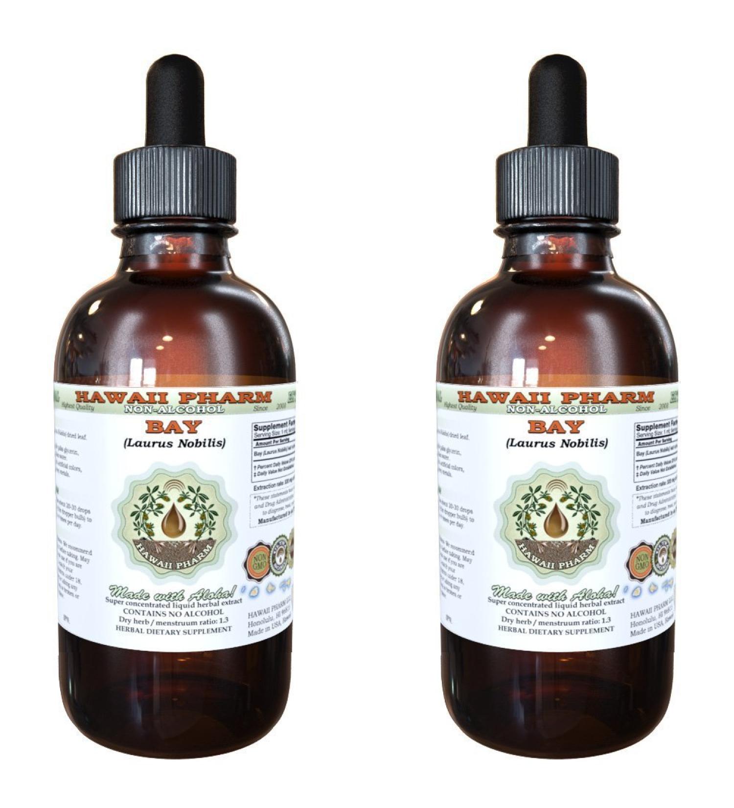 Bay Alcohol-Free Liquid Extract Bay (Laurus Nobilis) Dried Leaf Glycerite Hawaii Pharm Natural Herbal Supplement 2x2 oz 4 Fl Oz (Pack of 1) - Buy Online on GoSupps.com