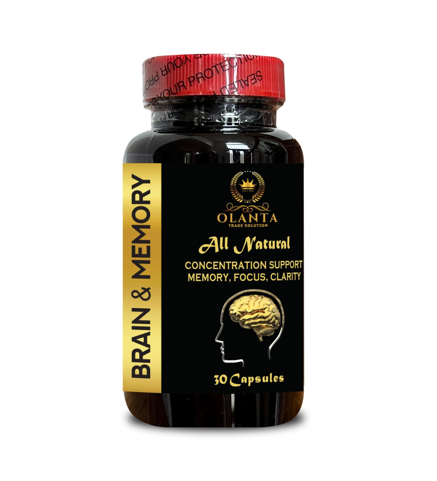 Brain Memory Support - Brain Function Support Memory Focus and Concentration Supplements Boosts Cognitive Performance & Healthy Brain Function - 1 Bottle 30 Capsules. - Buy Online on GoSupps.com