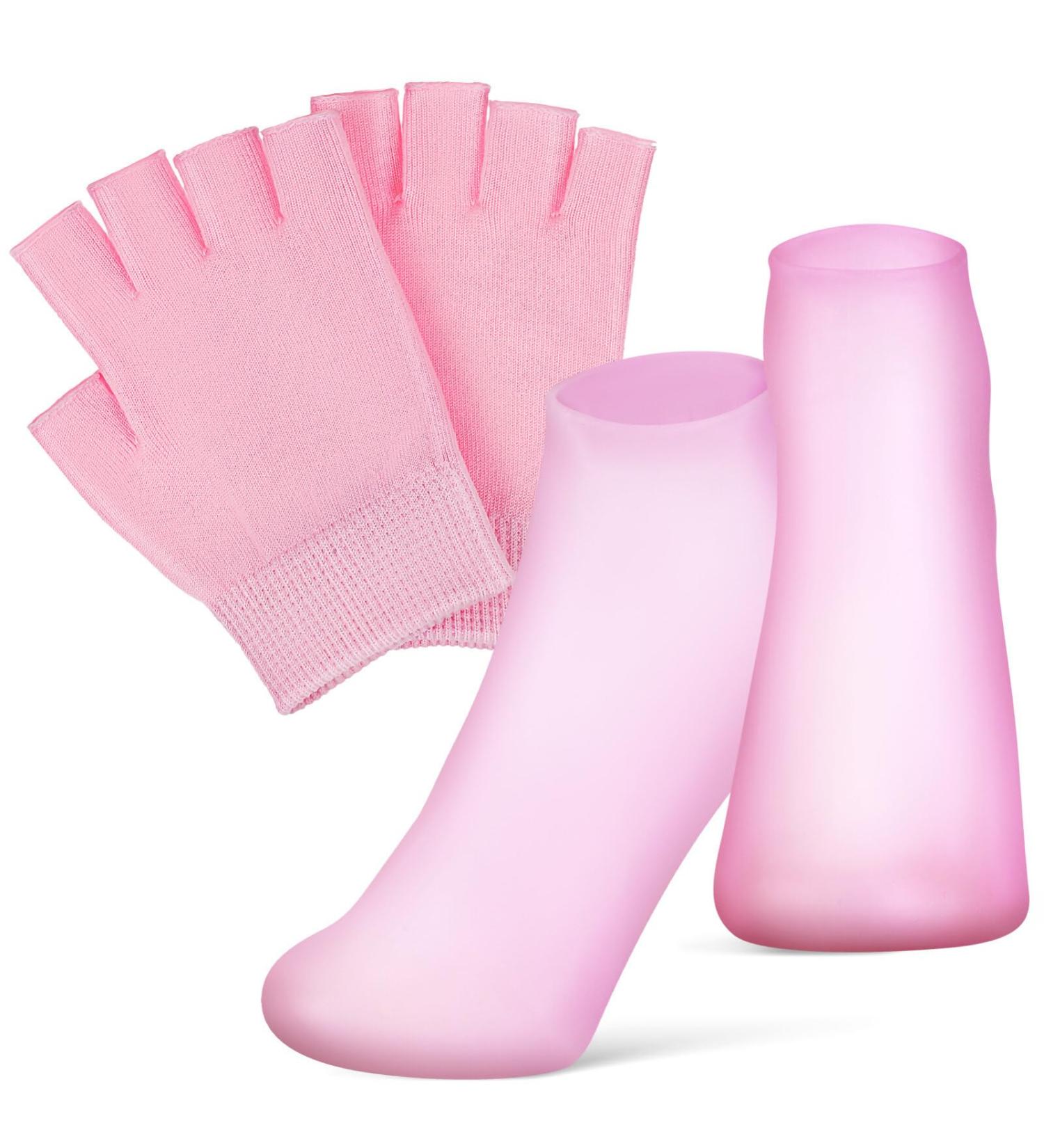 Healeved Moisturizing Gloves and Socks Set 2 Pairs Soft Silicone Gloves and Socks Gel Spa Hydrating Gloves Moisturizing Therapys Sock for Repairing Dry Cracked Hands Feet - Buy Online on GoSupps.com