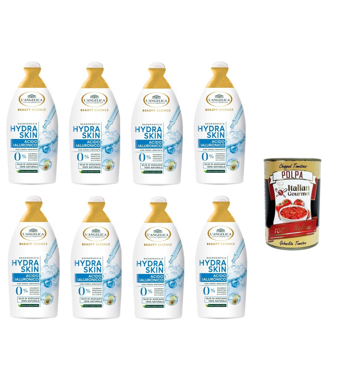  Italian Gourmet E.R. L'Angelica Beauty Essence Hydra Skin Body Wash Hyaluronic Acid with Avocado Oil 8 x 520ml + Polpa Italian Gourmet 400g - Buy Online on GoSupps.com