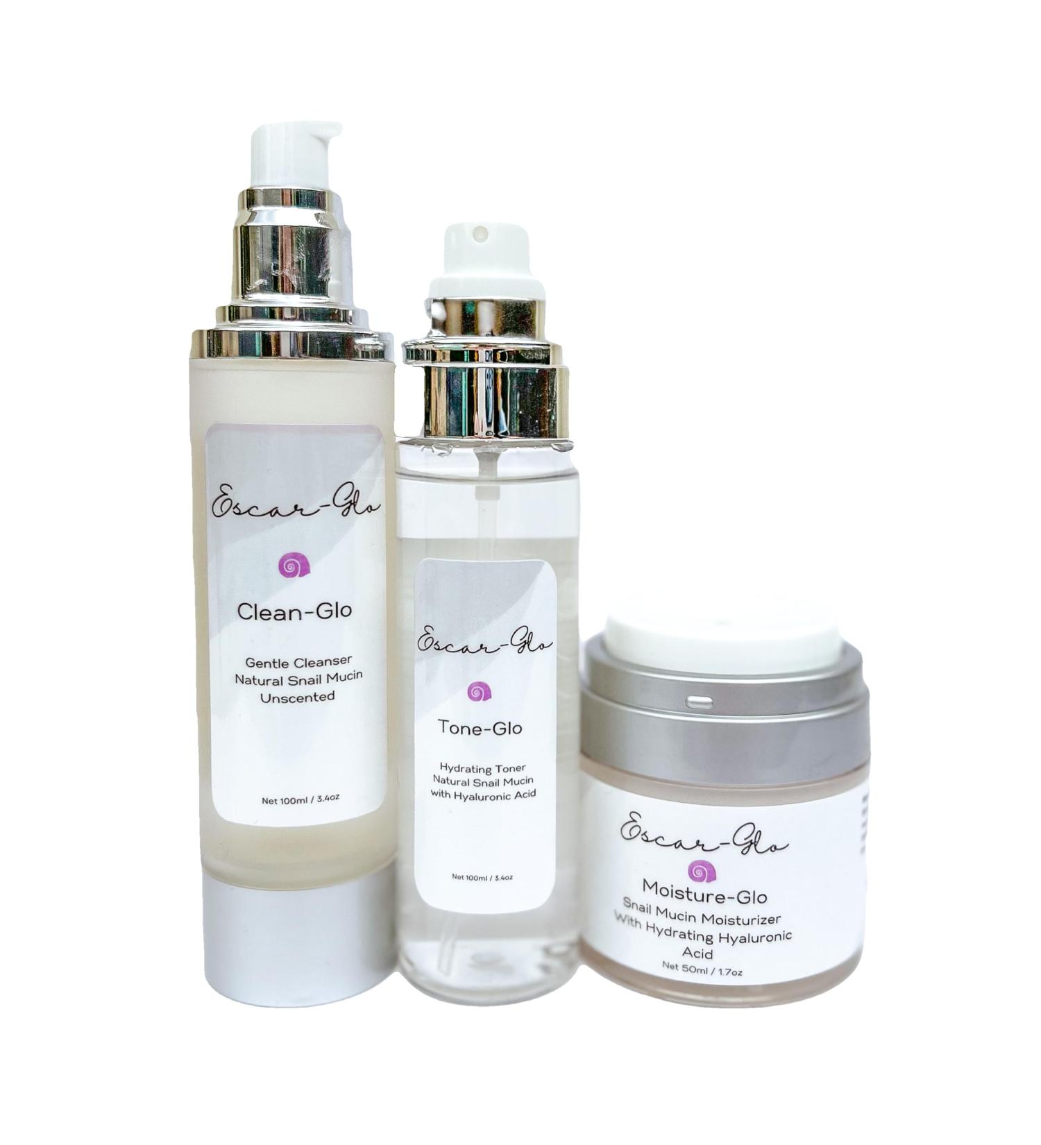 Snail Mucin Skin Care Set - Unscented Cleanser Toner & Moisturizer | Rare Beauty | Made in America - Buy Online on GoSupps.com