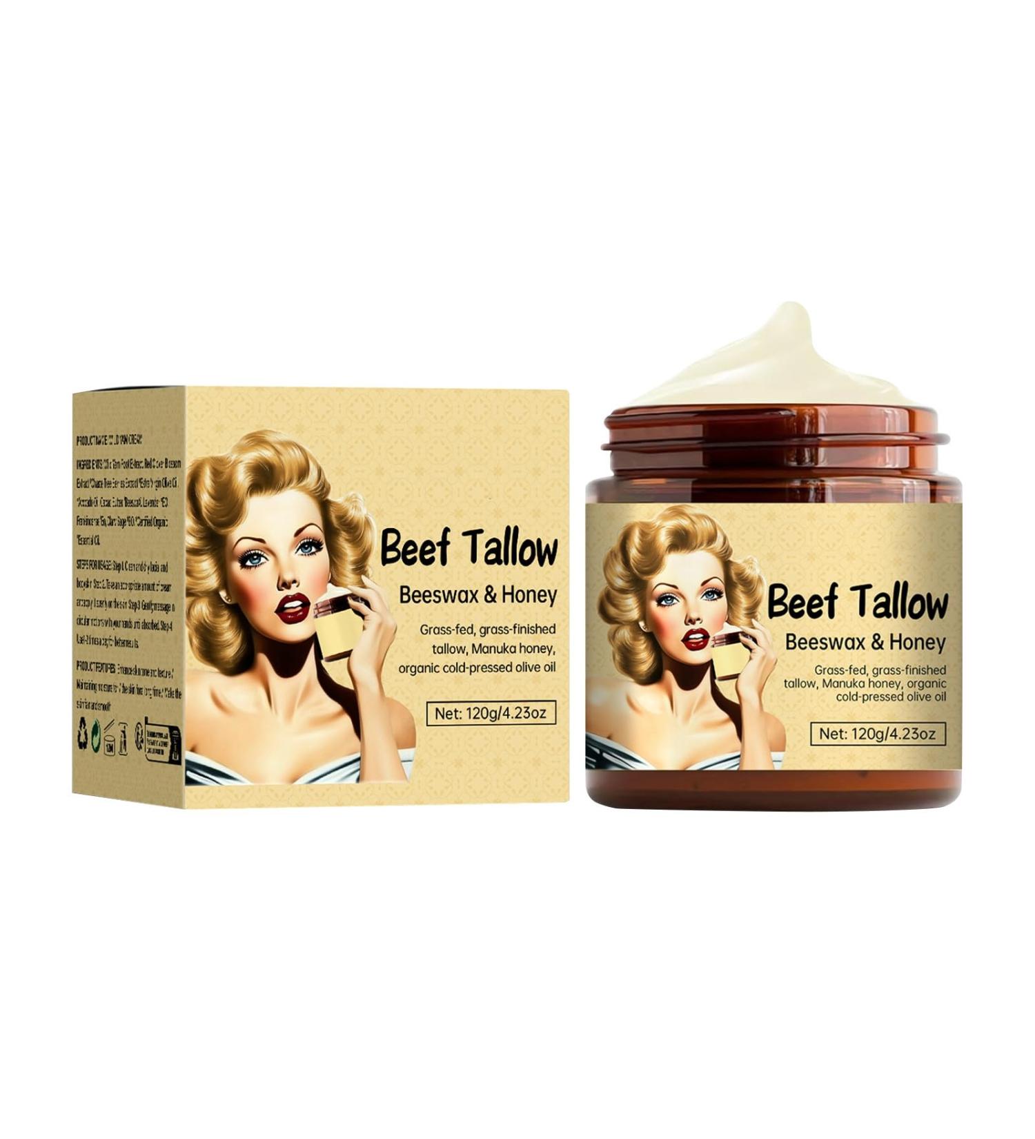 Whipped Beef Tallow and Honey Balm - Organic Skin Moisturizer for Face & Body | Grass-Fed Tallow 120g - Buy Online on GoSupps.com
