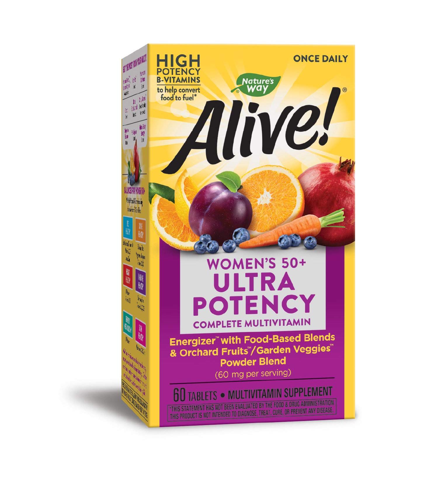 Natureâ€™s Way Alive! Womenâ€™s 50+ Multivitamin - Ultra Potency, Whole Body Wellness, 60 Tablets - Buy Online on GoSupps.com