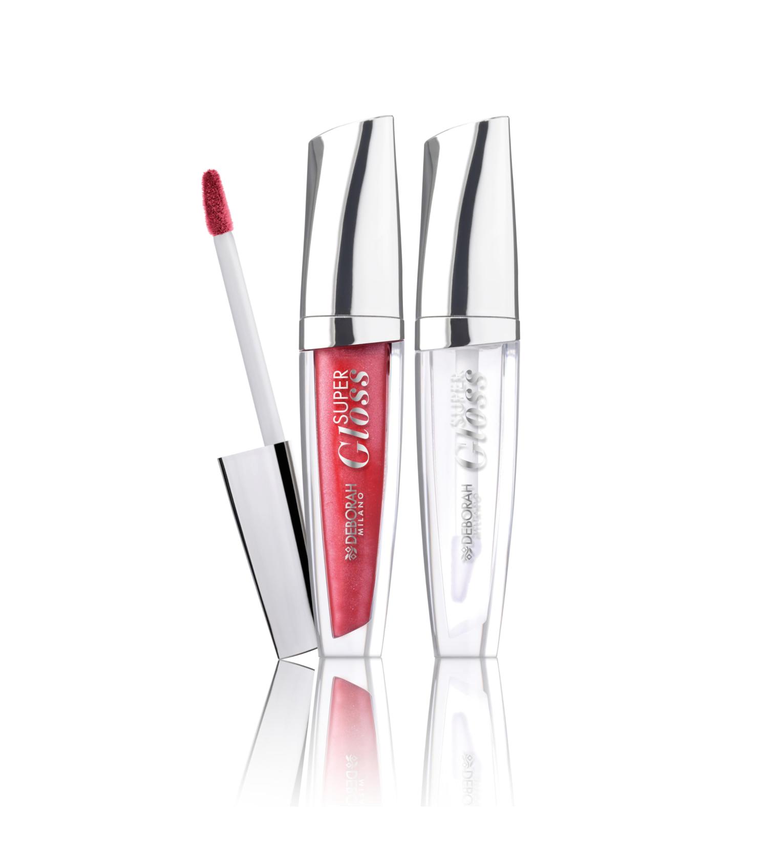  DEBORAH Deborah Milano - Super Glossy Lip Makeup Set No. 06 Pearly Red and No. 01 Transparent Volumizing and Shiny Lip Gloss with Hyaluronic Acid Gives Soft Smooth Lips and - Buy Online on GoSupps.com