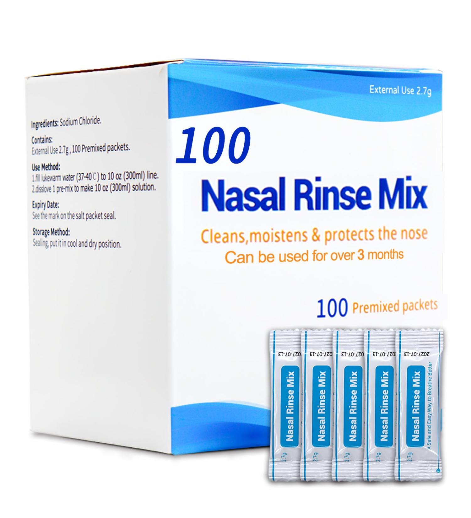 Neti Pot Salt Packets 100 Count (2.7g Each) | Individually Wrapped Saline for Nasal Rinse & Sinus Care | Pure Sodium Chloride | Fits Neti Pots Squeeze Bottles 100 Nasal Wash Salt 20 - Buy Online on GoSupps.com