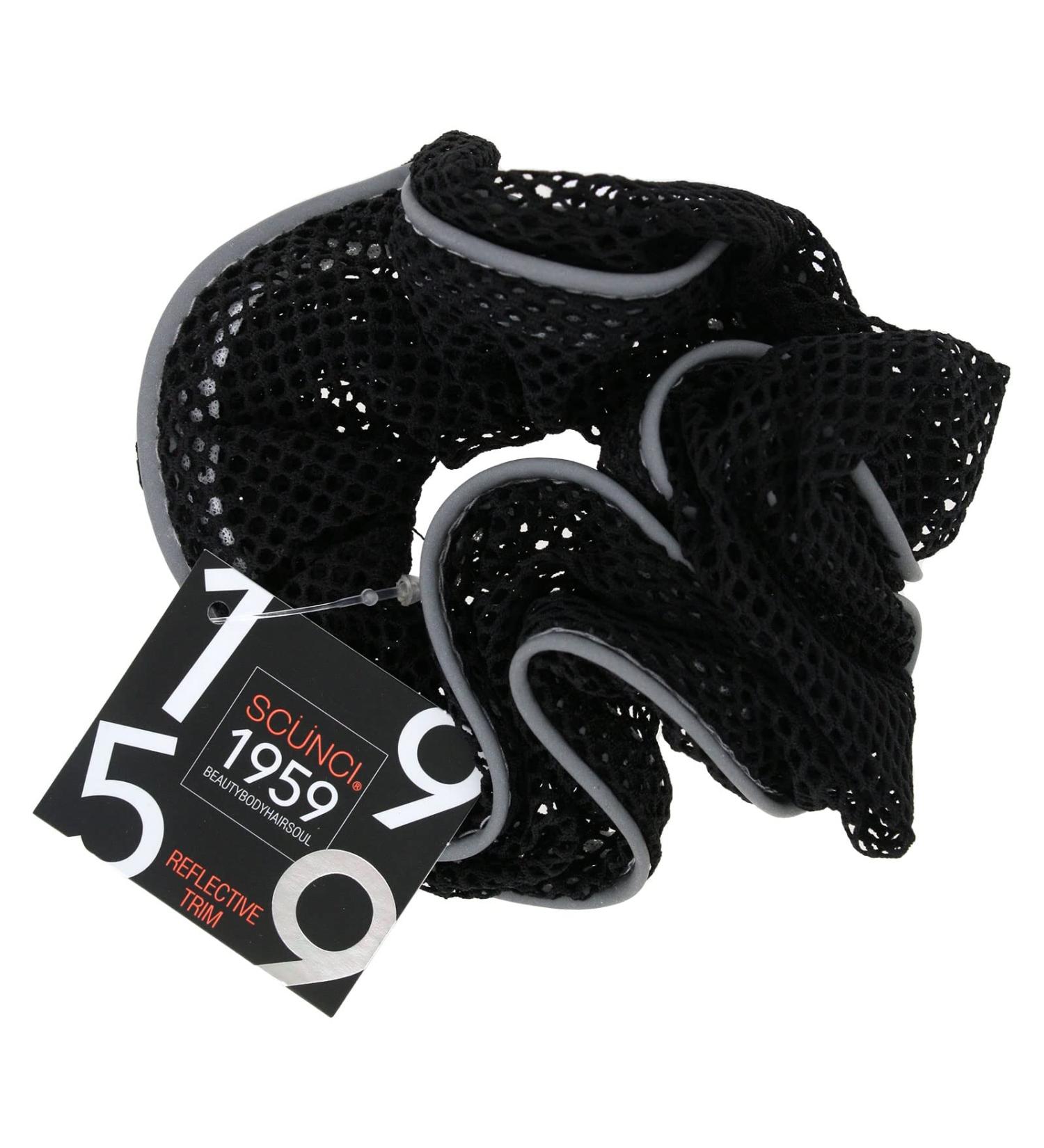Scunci 1959 Hair Scrunchie  Black with Reflective Trim For Running Outside  1-Piece
