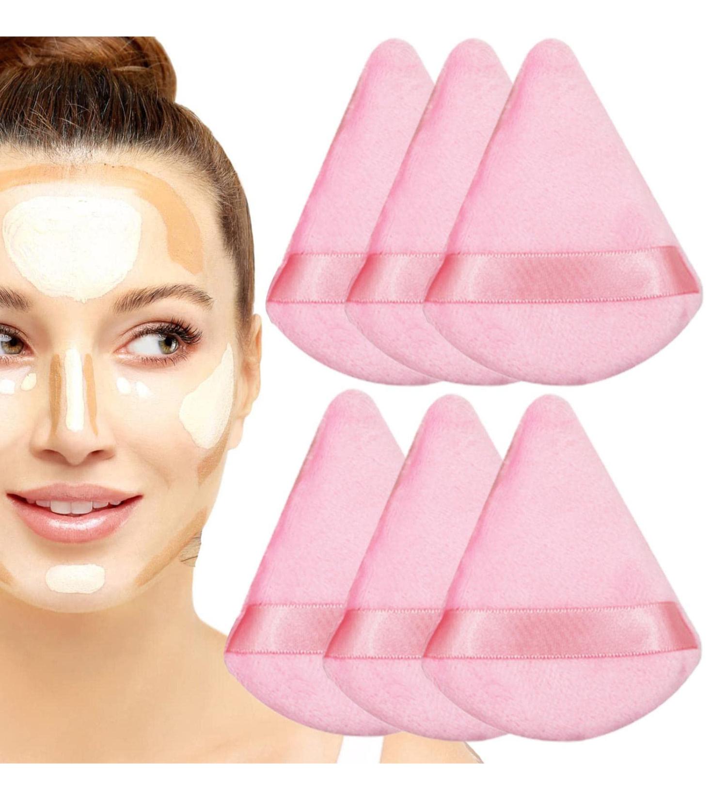 Powder Puff Triangle | Soft Makeup Puff Loose Powder Foundation Puff Multipurpose Powder Puff with Strap Makeup Tool Tmay Pink - Buy Online on GoSupps.com