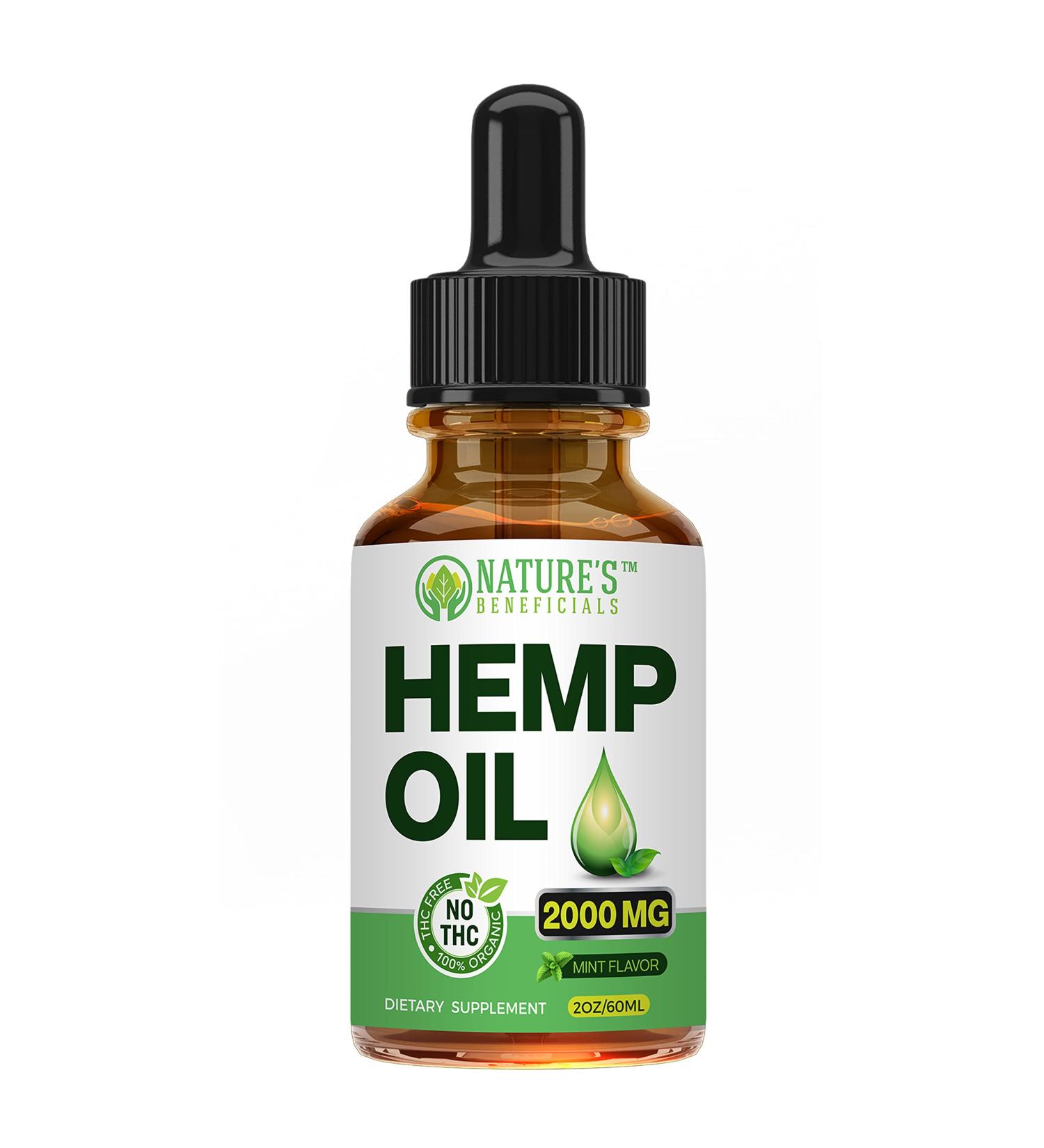 Nature's Beneficials Organic Hemp Oil Extract Drops 2000mg - Omega 3 6 9 Fatty Acids - Non-GMO Ultra-Pure CO2 Extract - Buy Online on GoSupps.com