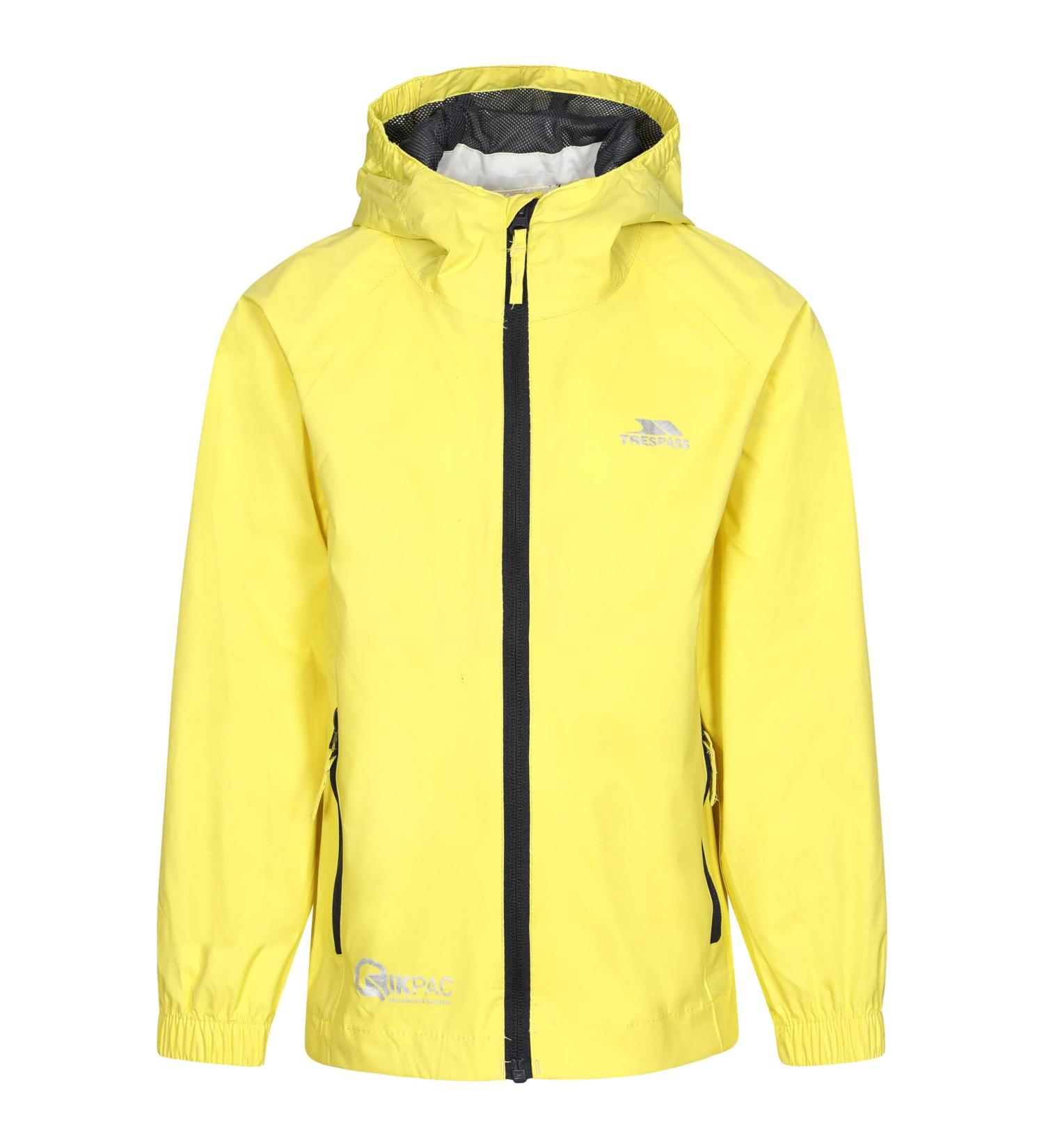 Trespass Unisex Kids Qikpac Jacket - Compact Packable Waterproof Rain Jacket (11/12 Yellow) | International Shipping Available - Buy Online on GoSupps.com