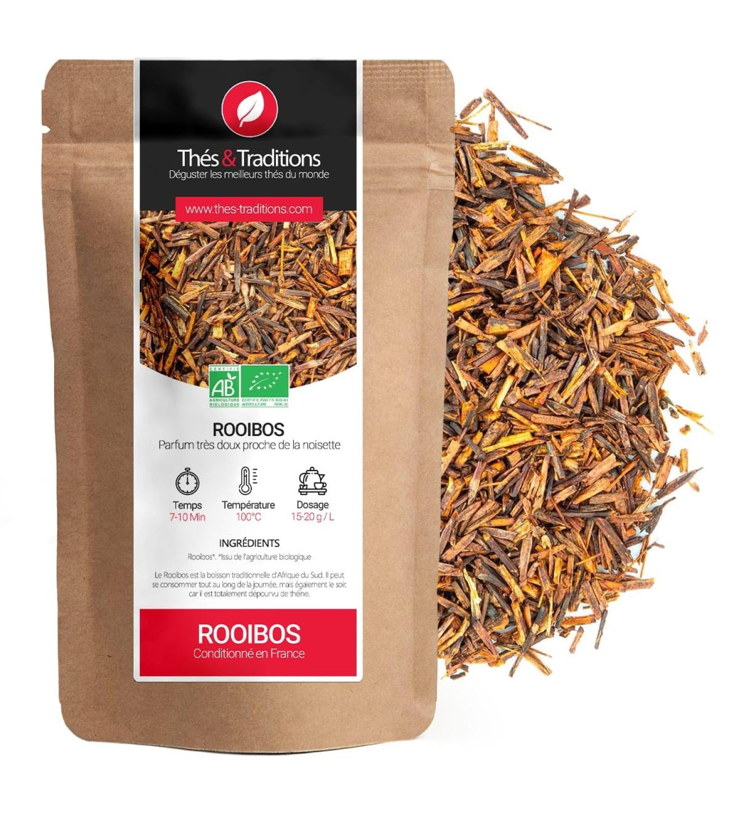  Th s & Traditions Rooibos Nature Organic | Red Tea | 100g Loose Bag | Certified Organic Farming  - Buy Online on GoSupps.com