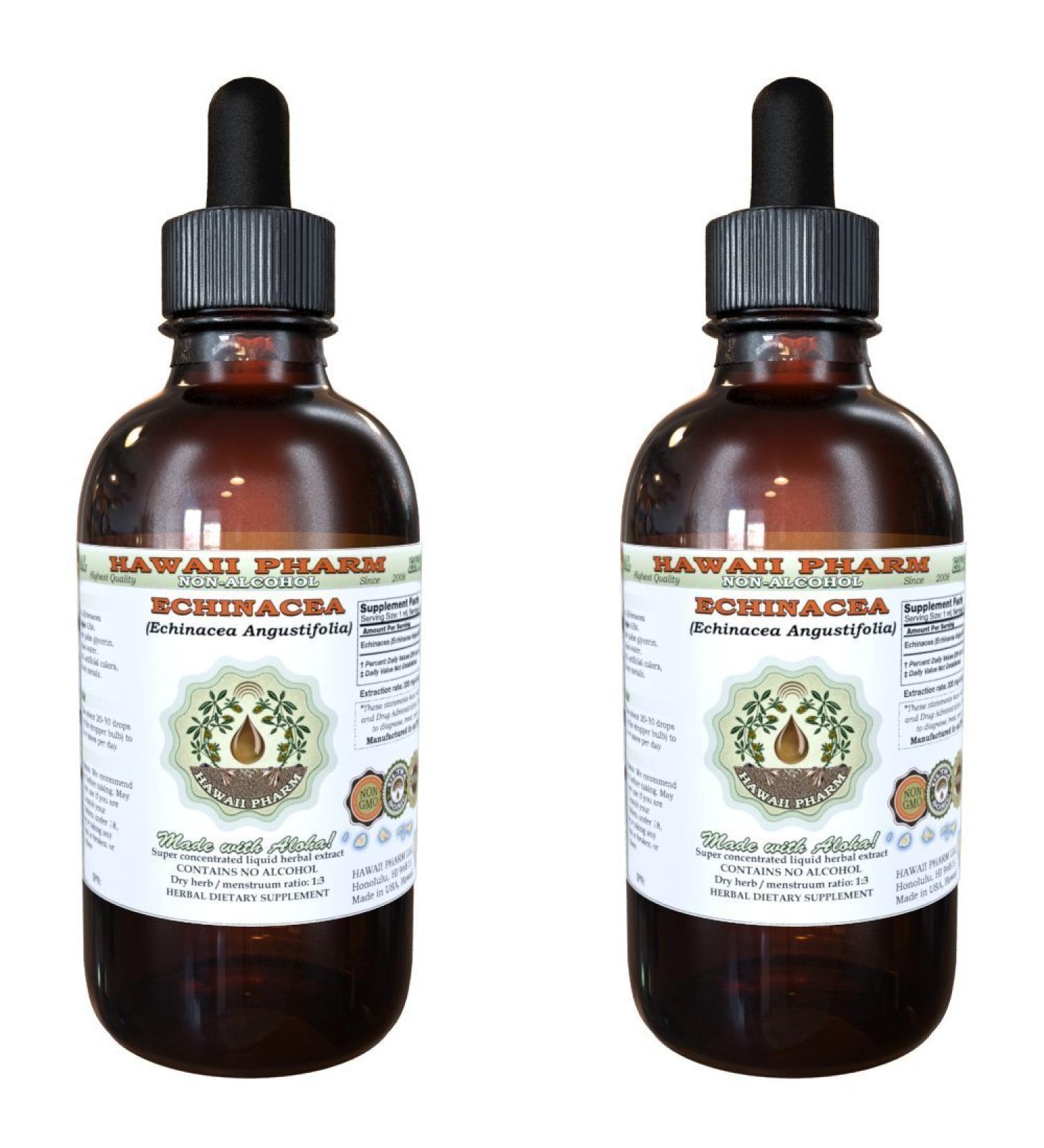 Echinacea Alcohol-Free Liquid Extract Echinacea (Echinacea Angustifolia) Dried Root Glycerite Hawaii Pharm Natural Herbal Supplement 2x4 oz 8 Fl Oz (Pack of 1) - Buy Online on GoSupps.com
