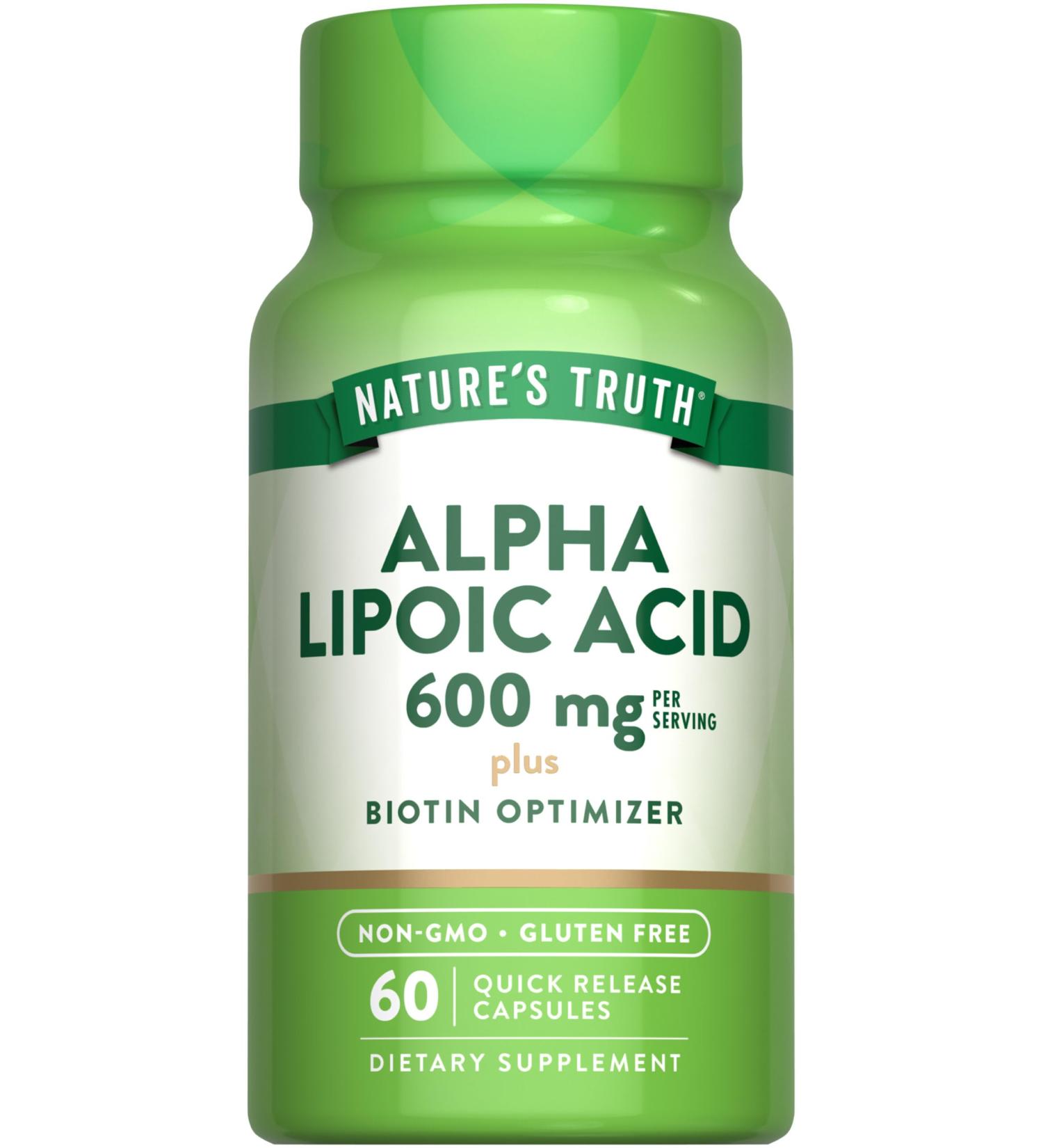 Buy Nature's Truth Alpha Lipoic Acid 600mg with Biotin | Non-GMO & Gluten Free Supplement | 60 Capsules - International Shipping Available - Buy Online on GoSupps.com