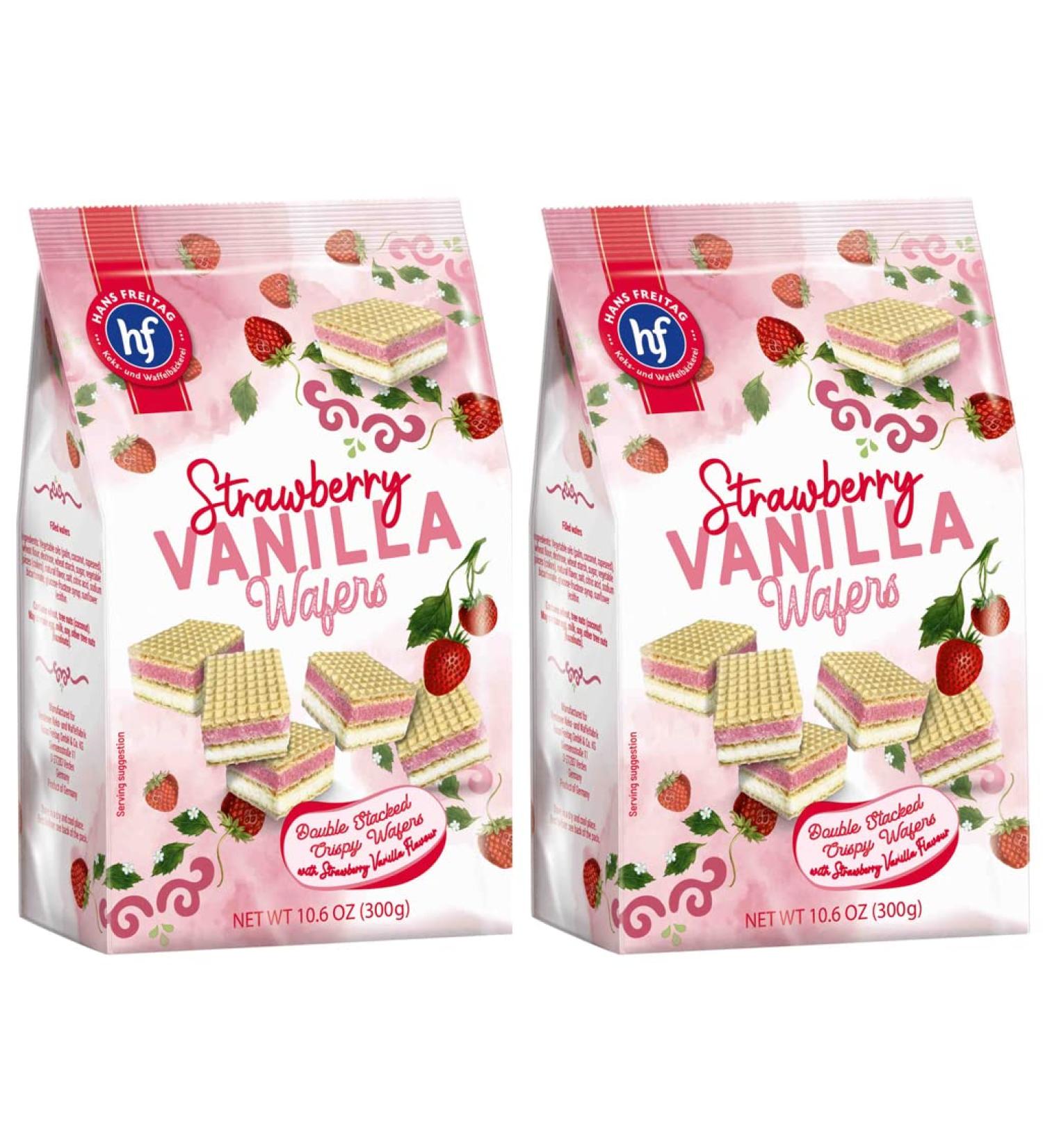 Hans Freitag Strawberry Vanilla Wafers 10.6 oz - Pack of 2 - Buy Online on GoSupps.com