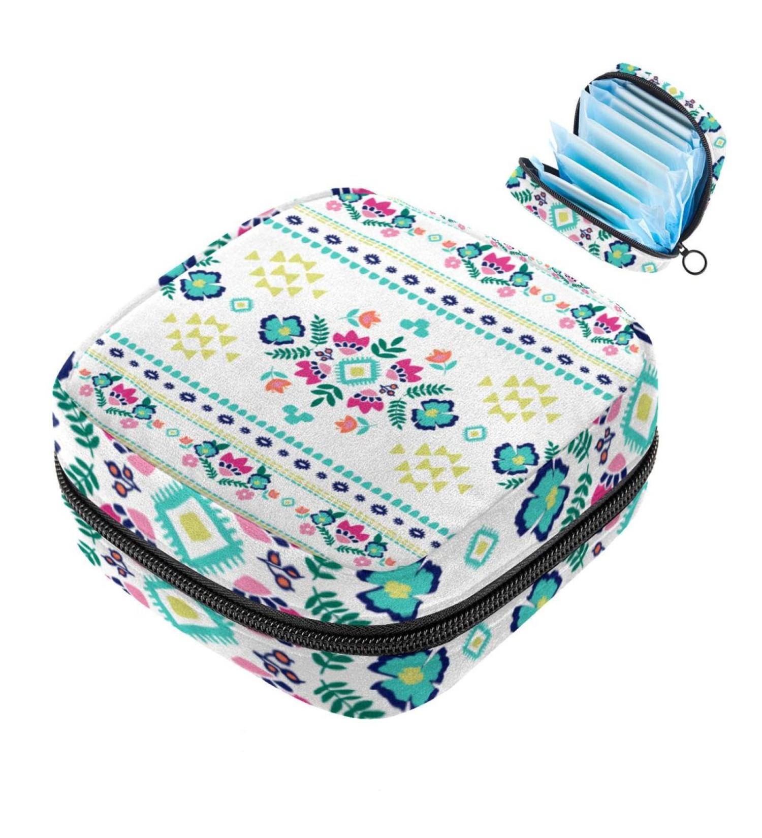 Shop Portable Women's Binding-Up Bags | Menstrual Cup & Pad Bags for Teens | Vintage Flower Pattern Accessories - Buy Online on GoSupps.com