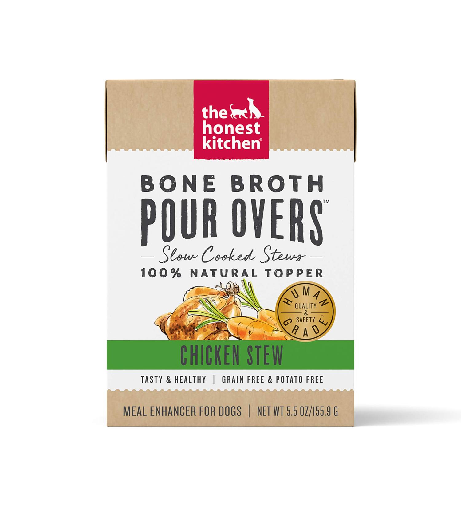 Honest Kitchen Bone Broth Pour Oversâ„¢ for Dogs - Chicken Stew, 12 Pack (5.5 oz Each) - Buy Online on GoSupps.com