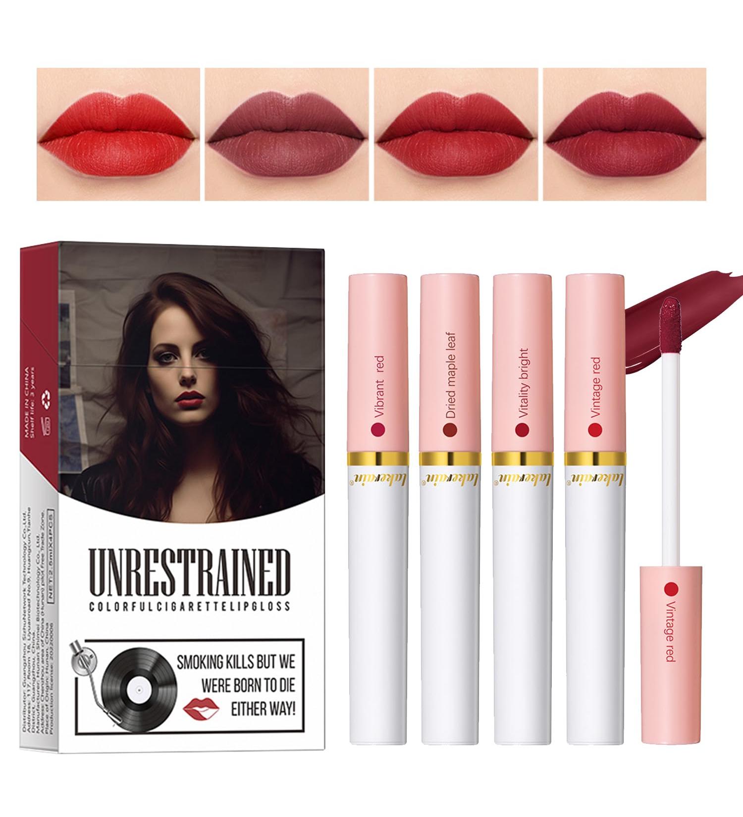 Buy 4 Colors Matte Lipstick Set - Waterproof Velvet Liquid Lip Tint | Long Lasting 24 Hours | Vibrant Red & More | International Shipping - Buy Online on GoSupps.com