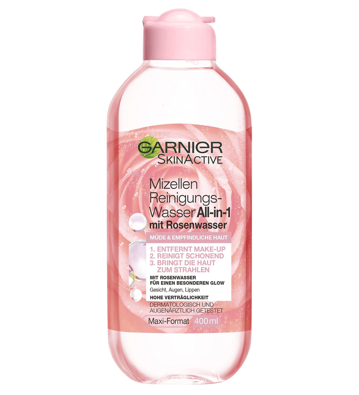 L'Or al Deutschland Garnier Allin1 Micellar cleansing water with rose water for a special glow makeup remover and facial cleansing for sensitive skin Skin Active 1 x 400 ml - Buy Online on GoSupps.com