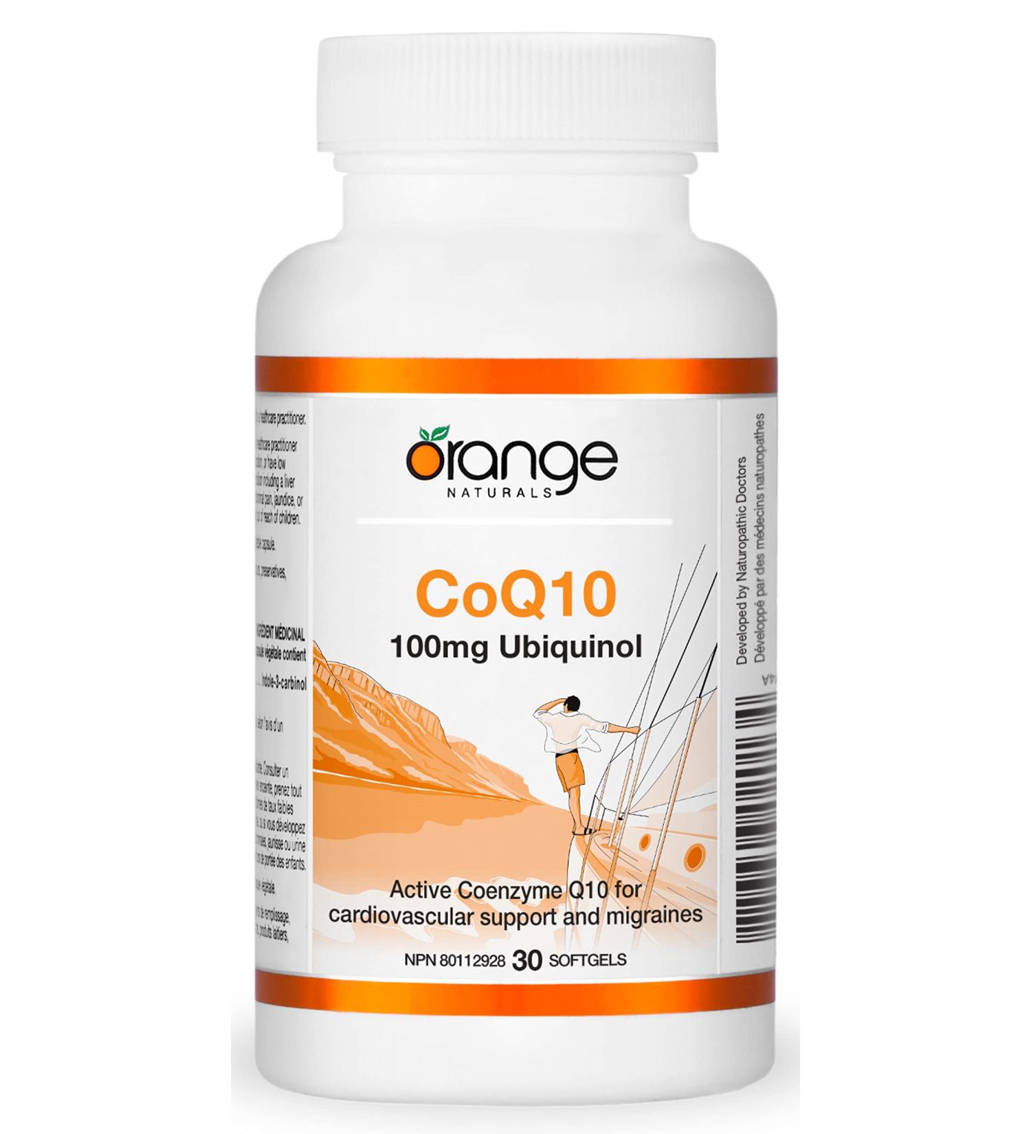 Orange Naturals - CoQ10 Ubiquinol 30 Softgels - Kaneka Ubiquinol CoQ10 100mg Softgels - Ubiquinol CoQ10 Supplement - Cardiovascular Health and Migraine Relief Pills - CoQ10 Ubiquinol 100mg 100 mg - Buy Online on GoSupps.com