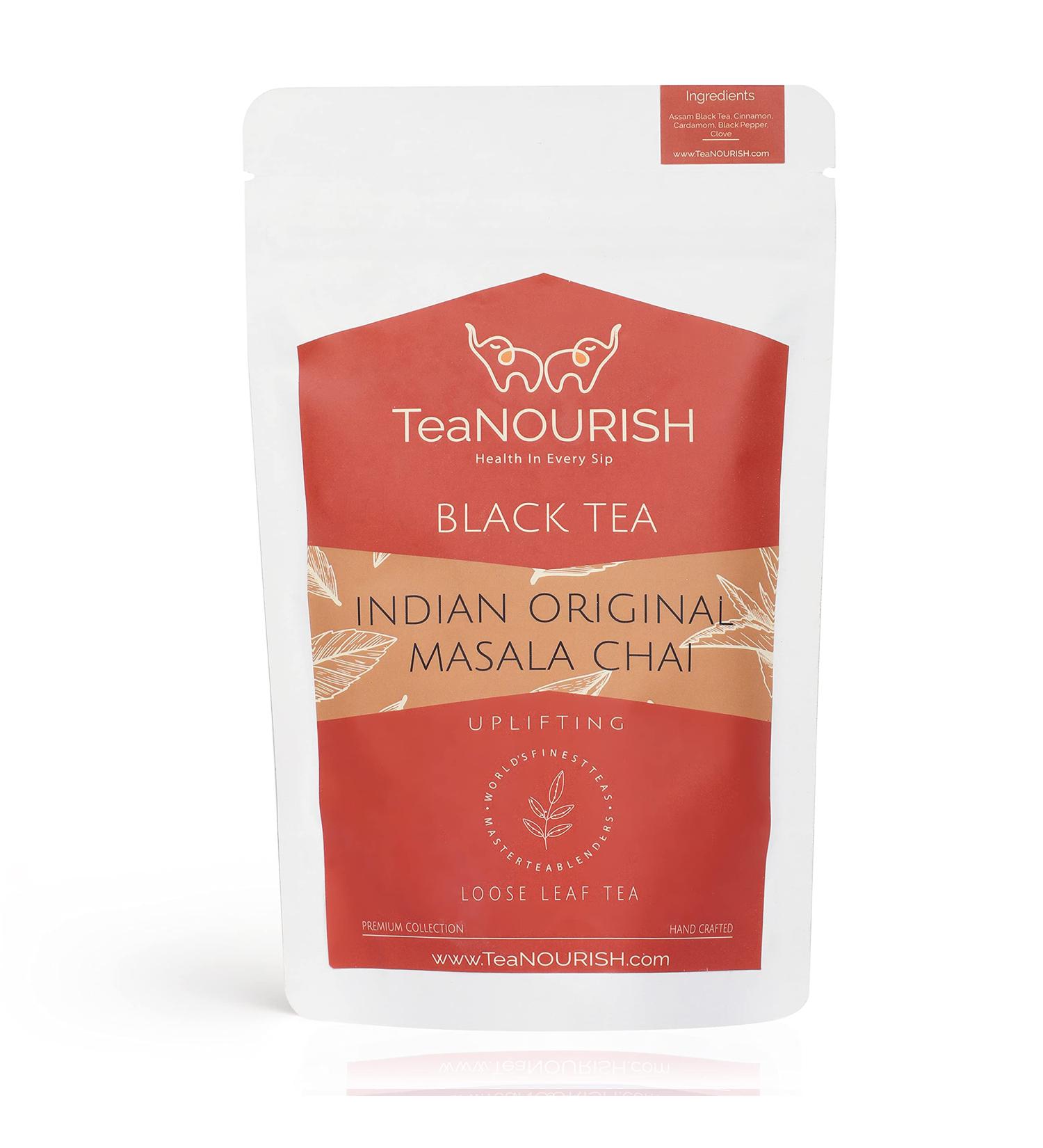 TeaNOURISH Indian Original Masala Chai Tea | Assam CTC Loose Black Tea | Blended with Cinnamon Cardamom Black Pepper & Cloves | 100% NATURAL INGREDIENTS - 3.53oz/100g Indian Original Masala Chai 3.53 Ounce (Pack of 1) - Buy Online on GoSupps.com