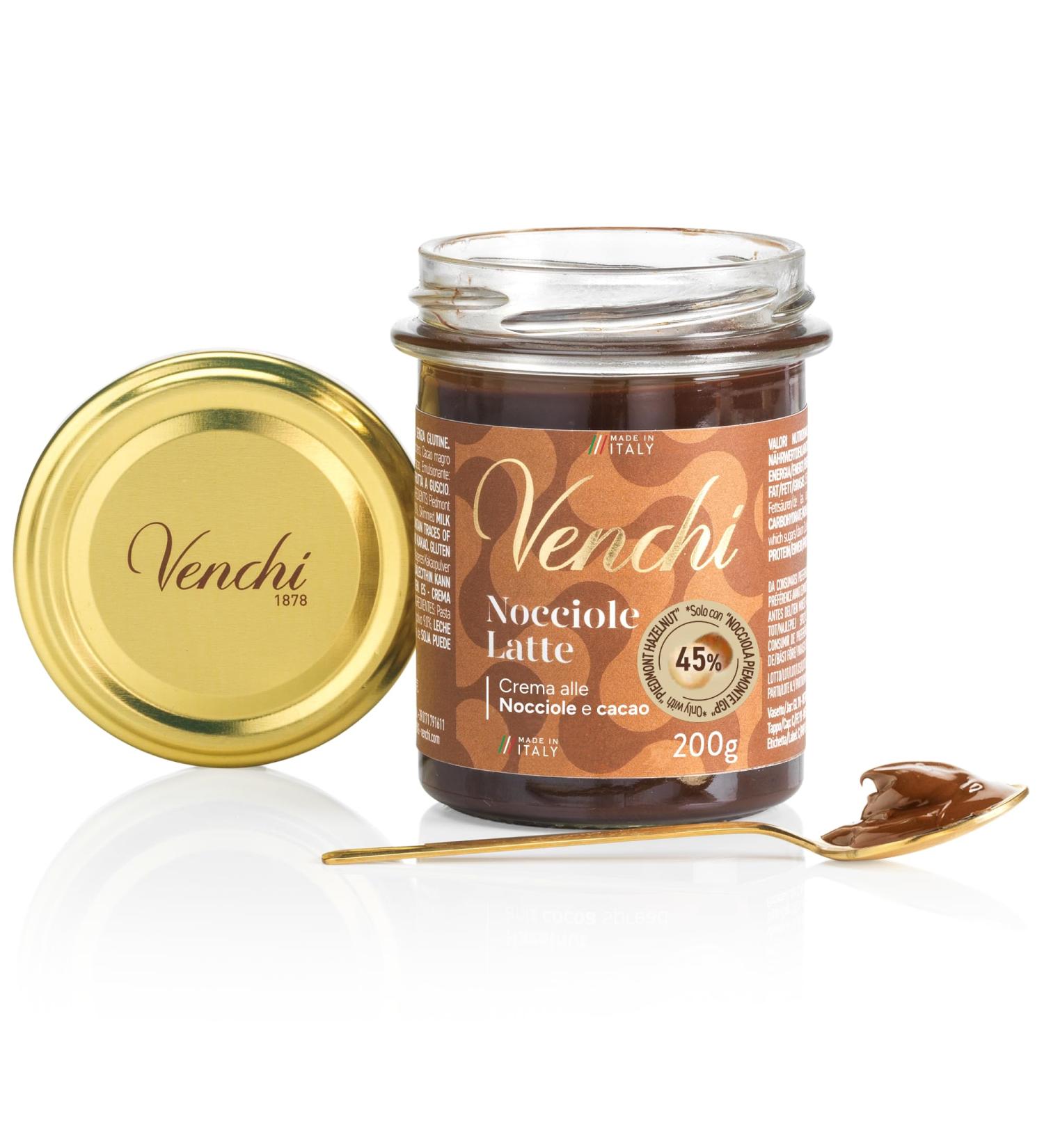 Venchi - Cr me Tartiner Chocolat au Lait et Noisettes 200 g avec 45% "Noisettes du Pi mont" Sans Gluten Sans Colorants et Sans Conservateurs Nocciola 250 g (Confezione da 1) - Buy Online on GoSupps.com