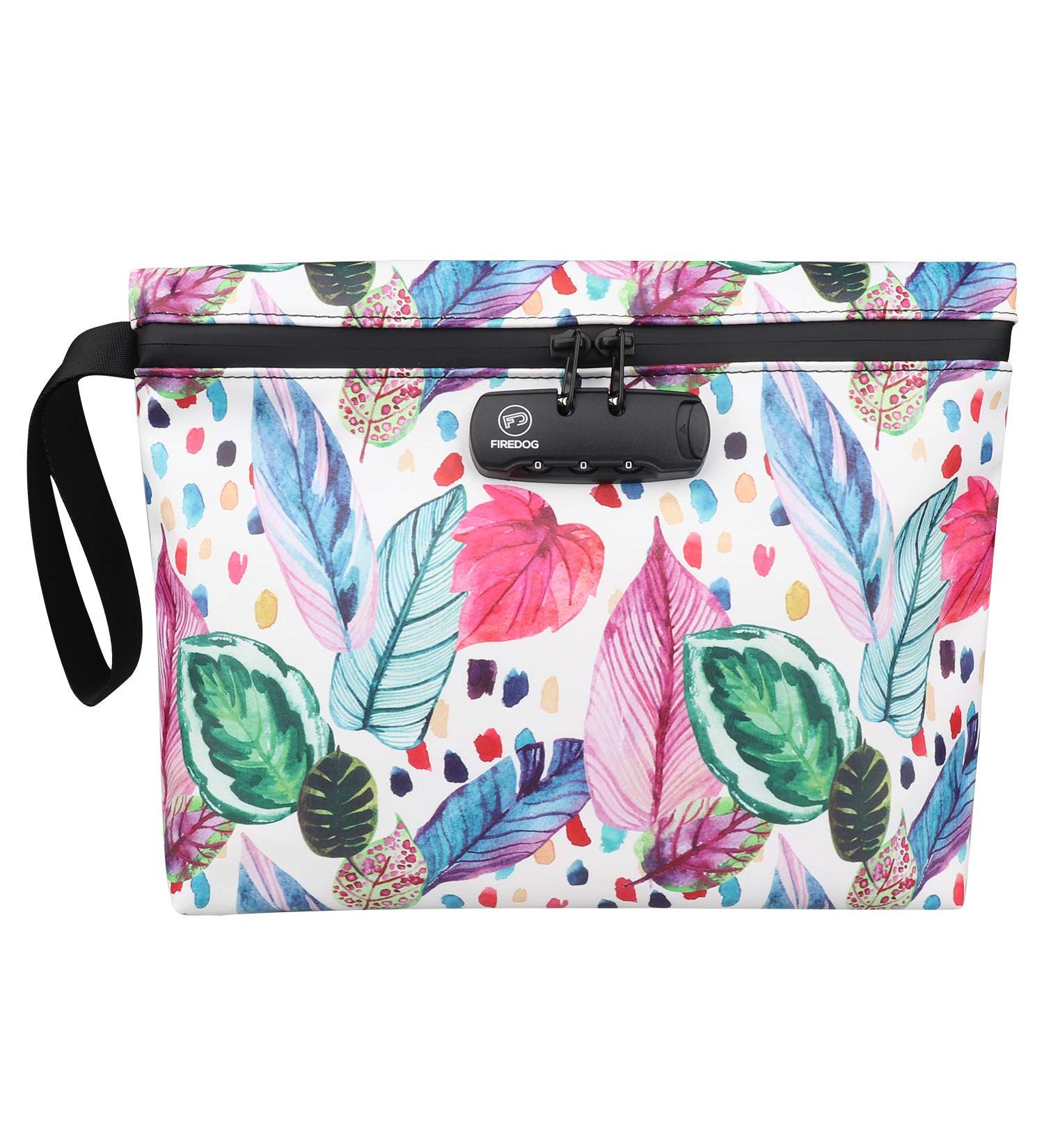 FIREDOG Smell Proof Bag with Combination Lock - Carbon Lined Odor Proof Stash Container for Travel Storage (10.8x8.8) Leaf Print - Buy Online on GoSupps.com