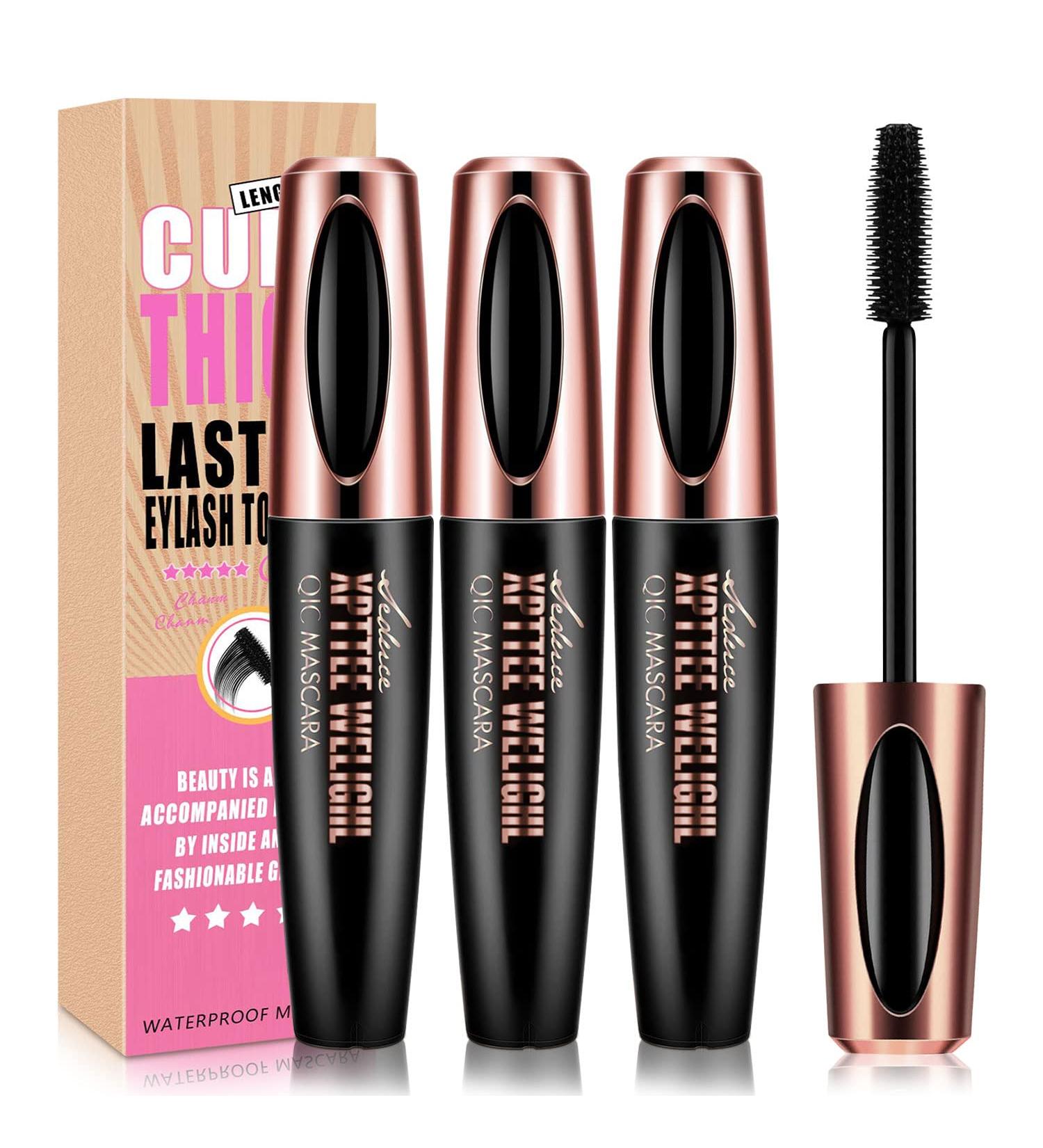 3Pcs 4D Silk Fiber Black Mascara Longer & Thicker Lashes Waterproof Clump-Free Long Lasting Smudge-Proof Hypoallergenic Luxurious Eyelashes All Day - Buy Online on GoSupps.com