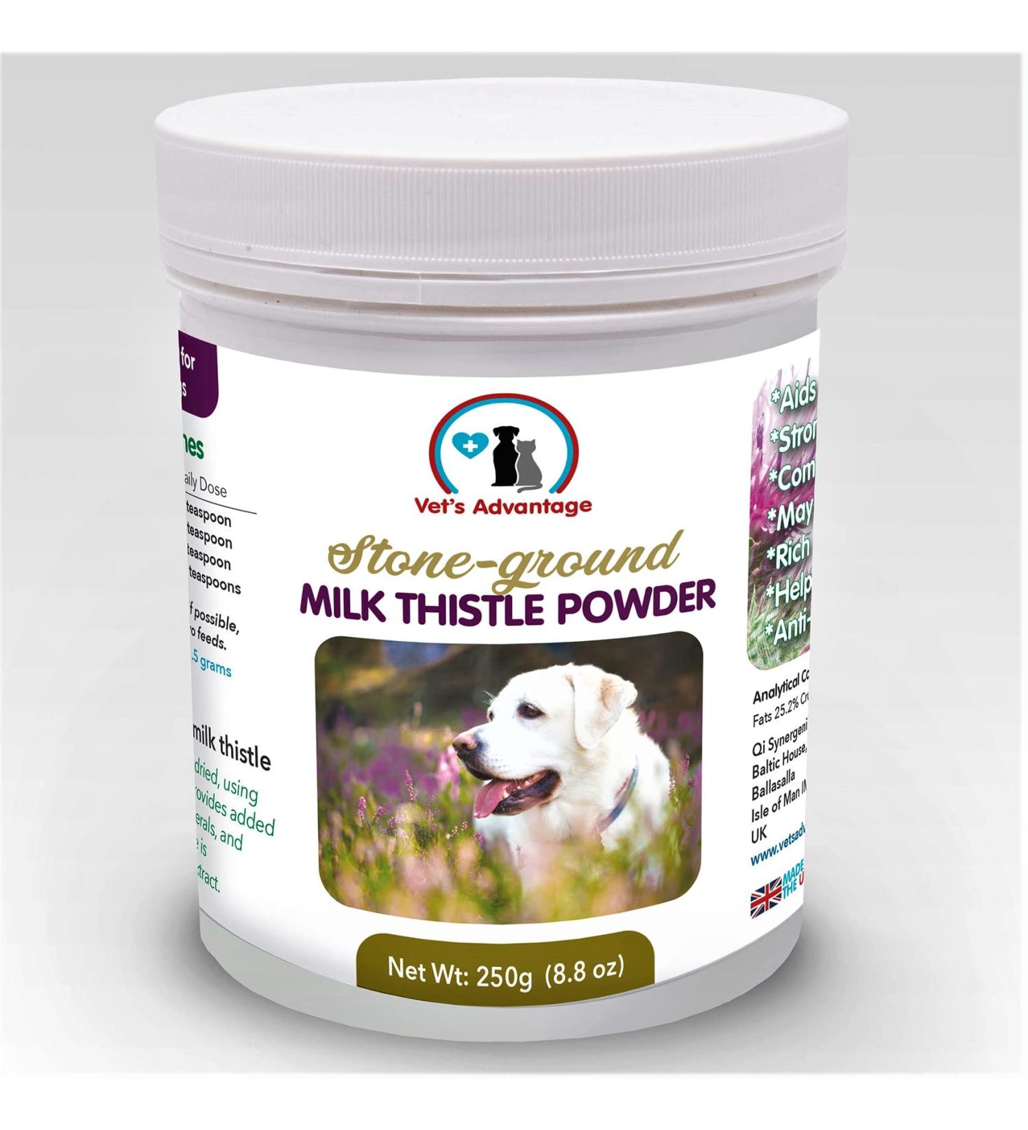 Vet's Advantage 100% Pure Stone-ground Milk Thistle Powder for Dogs - for Optimal Liver Health & Detoxification - Buy Online on GoSupps.com