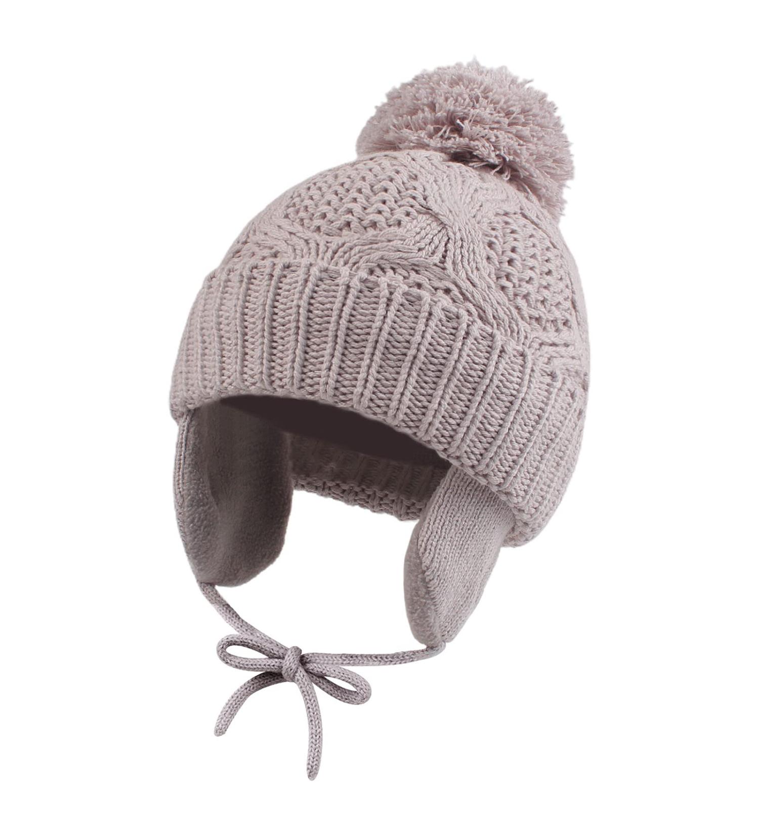 Pesaat Knitted Baby Winter Beanie with Earflap and Pompom | Fleece Lined Infant Toddler Hat for Boys and Girls (6-12 Months, Grey) - Buy Online on GoSupps.com