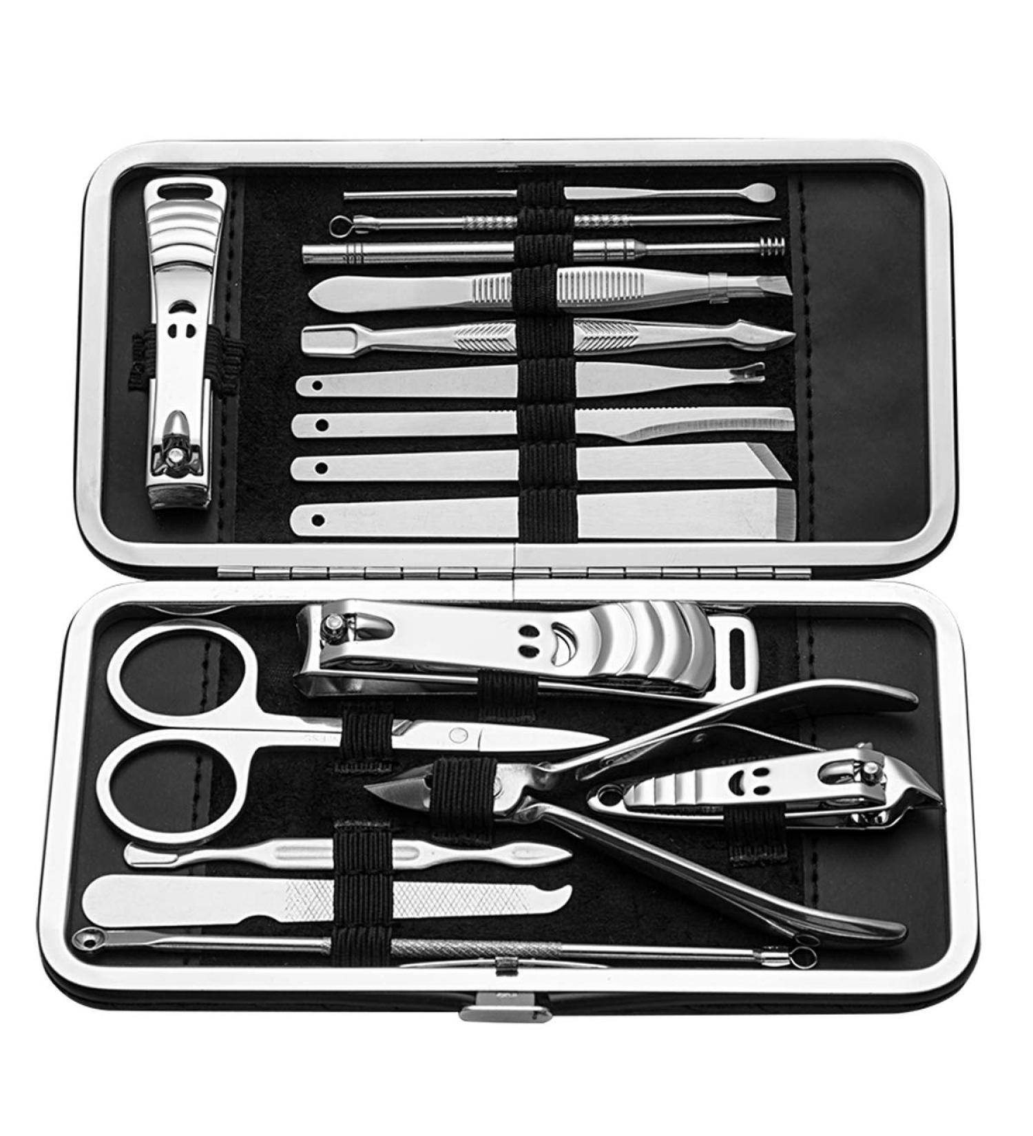 UOWGA 17 Piece Manicure Pedicure Set - Stainless Steel Nail Grooming Tools Kit with Cuticle Remover and Travel Case - Ideal Gift for Men/Women - Buy Online on GoSupps.com
