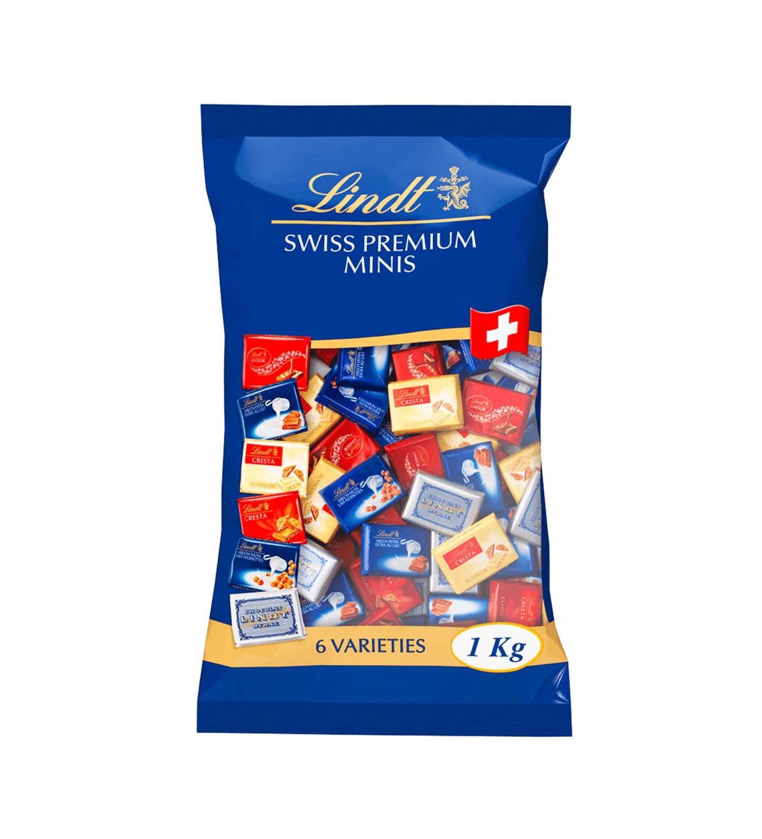 Lindt Chocolate Swiss Napolitain 1kg - Milk Chocolate Varieties: Milk Nut Lindor Milk Cresta White Cr mant | Gourmet Chocolate Gift | Large Pack 1000g - Buy Online on GoSupps.com