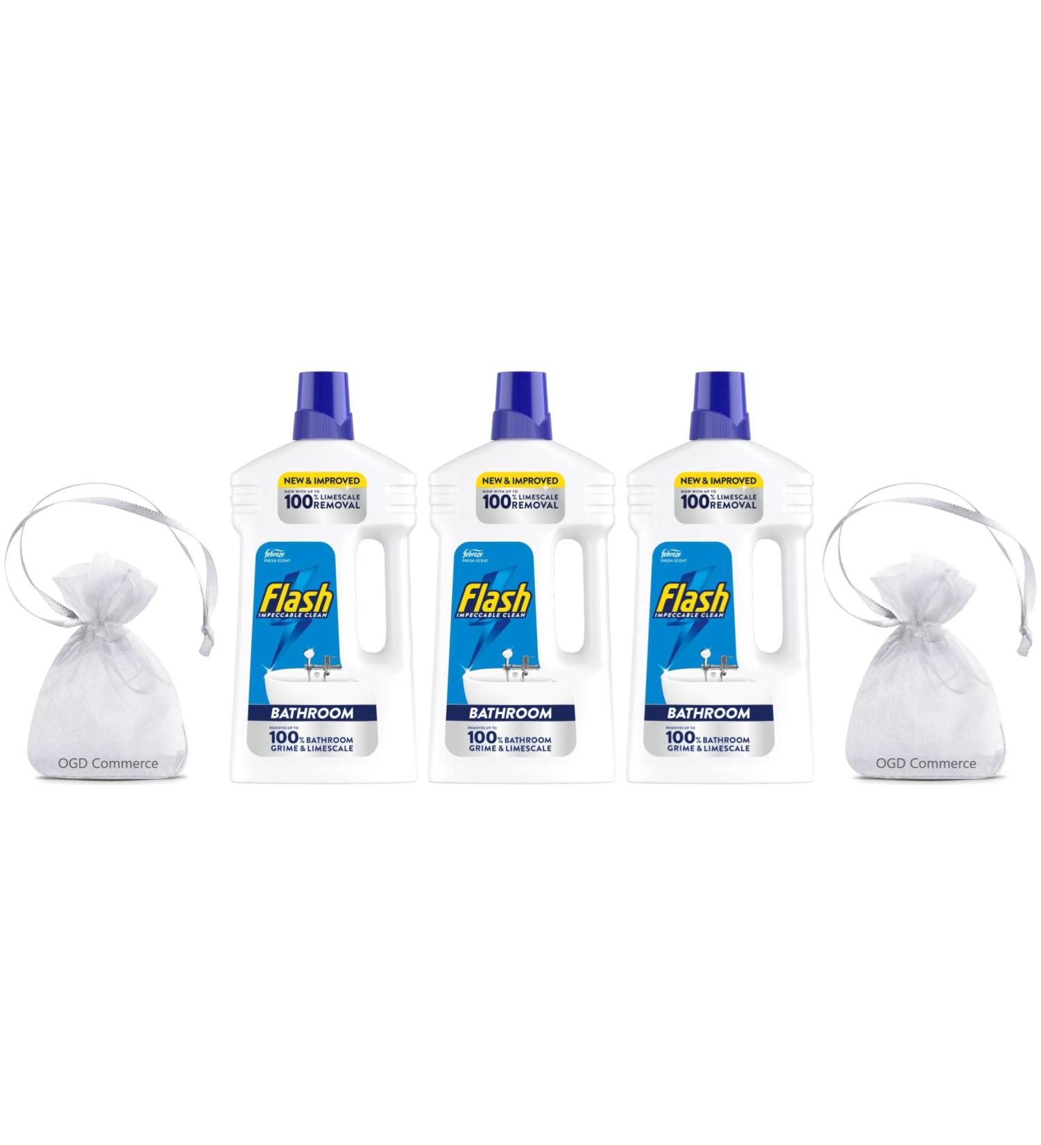 Flash Impeccable Clean All Purpose & Bathroom Floor Cleaner 950ml with Febreze Fresh Scent 3 Pack + Our Gift for You: Organza Small Bag - Buy Online on GoSupps.com