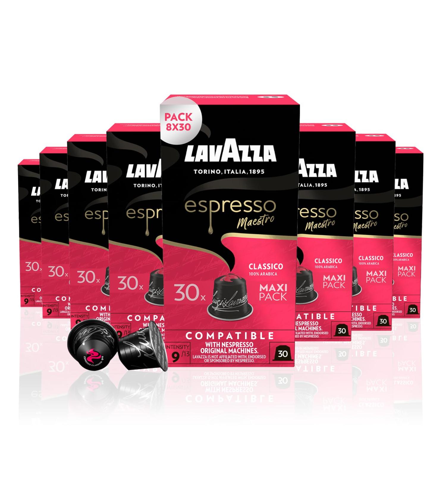 LAVAZZA - Maestro Classico Espresso Coffee - Capsule Coffee - 100% Arabica - Pack of 8 x 30 Aluminum Capsules Compatible with Nespresso Machines (240 capsules) - Buy Online on GoSupps.com