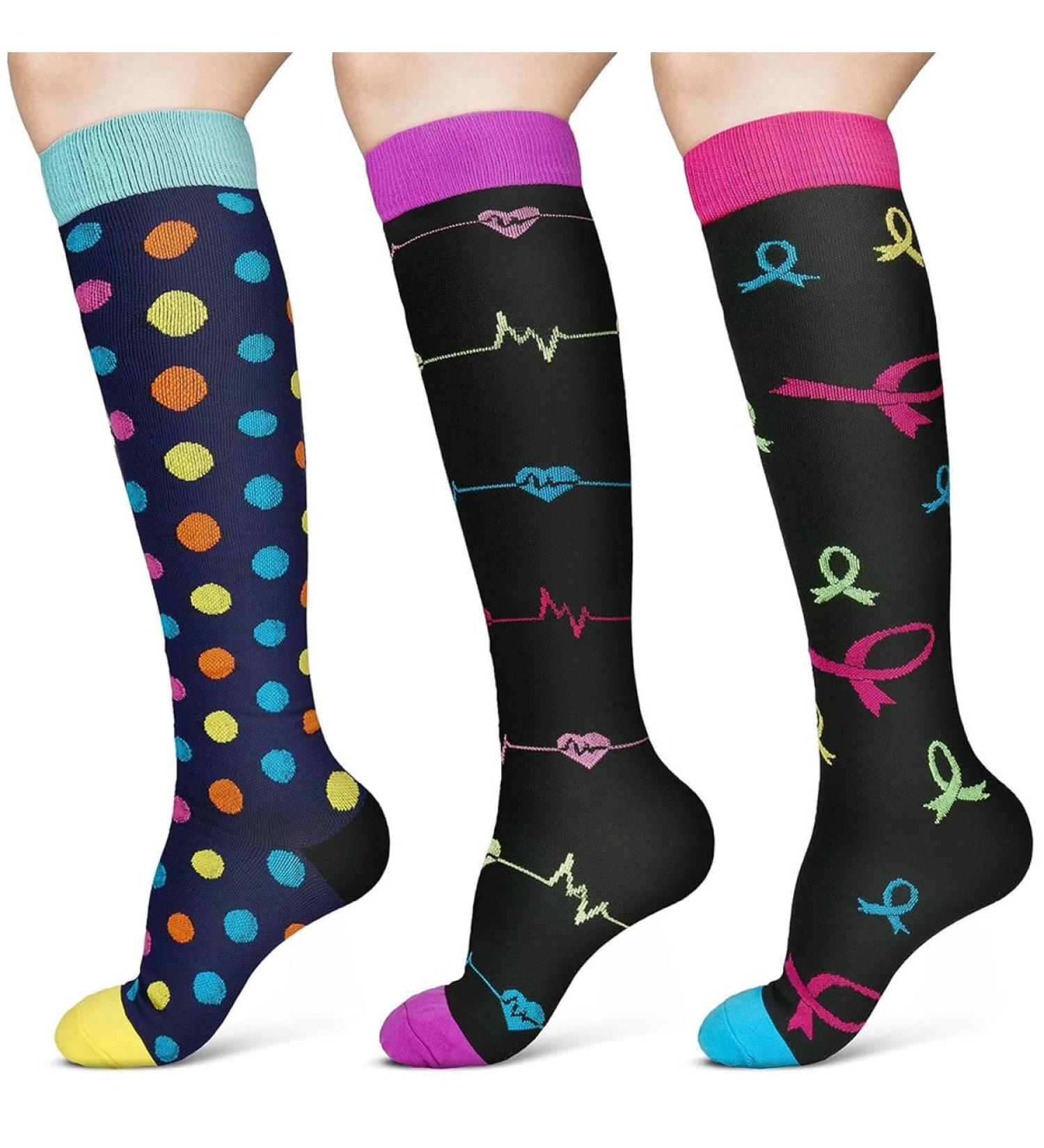 Buy MQLSAERI Compression Socks for Men & Women | 15-24 mmHg Sports Socks for Running Cycling Pregnancy & Travel - 3 Colors Available - Buy Online on GoSupps.com
