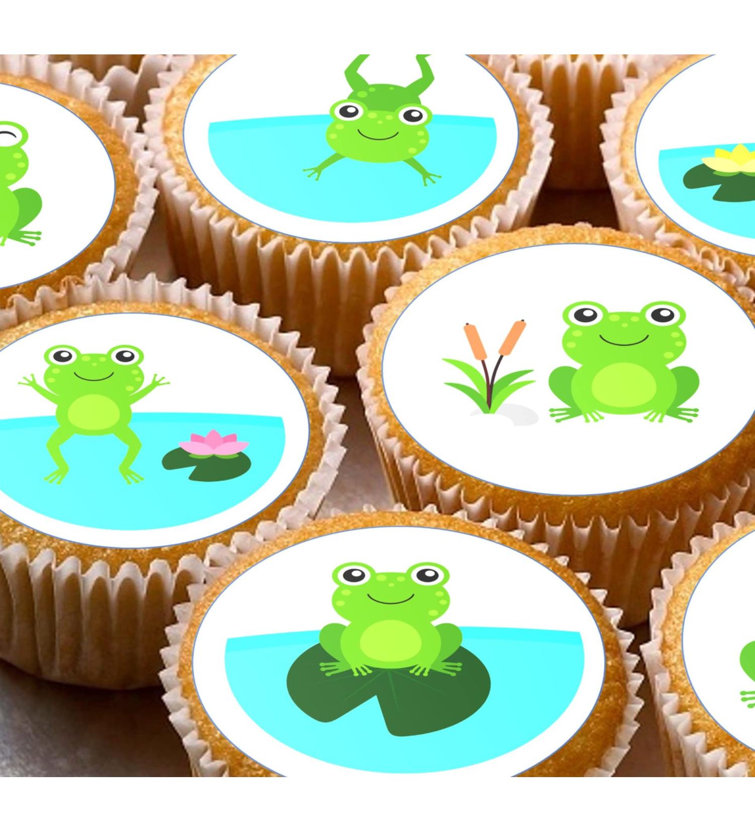 24 Frogs pre-cut edible kids childrens party decorations cupcake wafer toppers - Buy Online on GoSupps.com