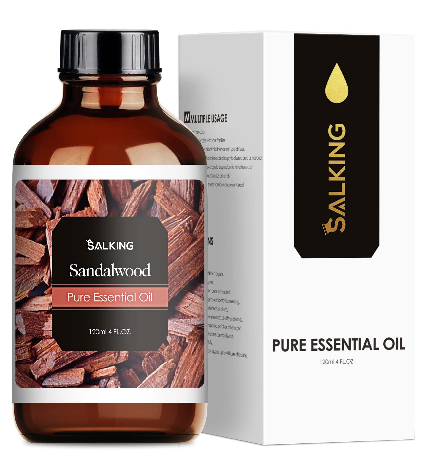 SALKING Sandalwood Essential Oil 120ml - 100% Pure, Natural & Therapeutic Grade Aromatherapy Oil for Skin Care. Ideal for Diffusers, Humidifiers, Relaxation & Sleep. Perfect Gift for Women - Buy Online on GoSupps.com