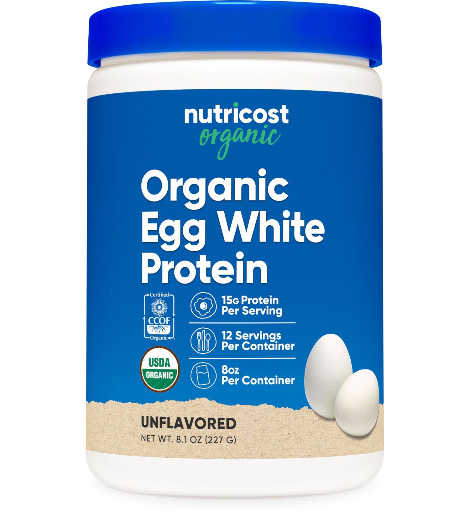 Nutricost Organic Egg White Protein Powder 8oz (Unflavored) - 15 Grams Protein Per Serving GMO-Free Gluten Free - Buy Online on GoSupps.com