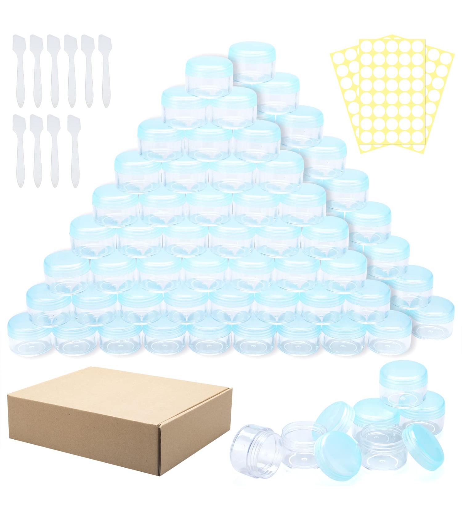 100 Pieces Mini Clear Cosmetic Bottles - 5ml Transparent Cremeglas Containers for Lip Balm & Lotion - Screw Cap - Blue Rice Set - Buy Online on GoSupps.com