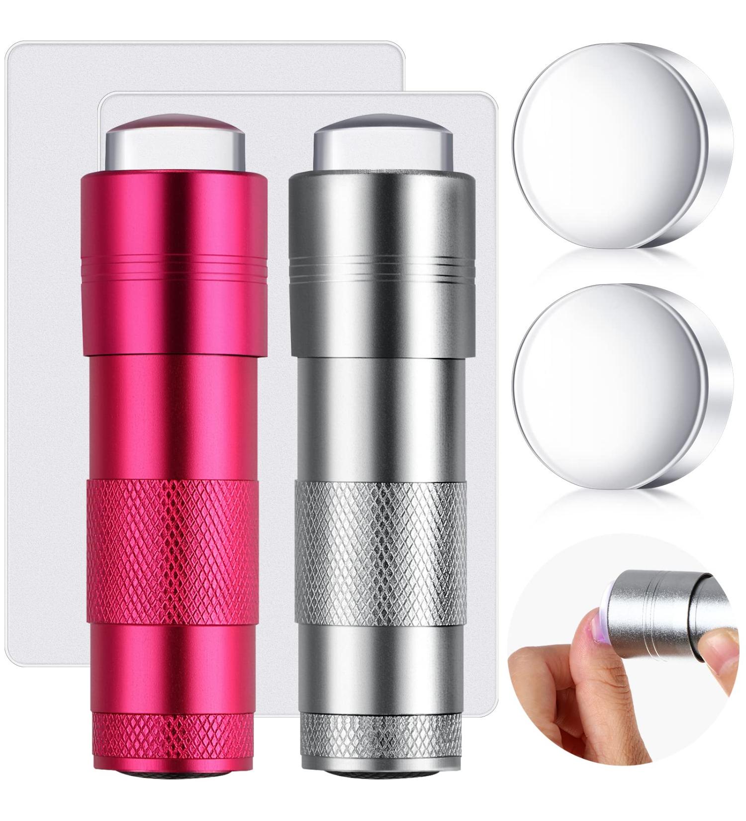 2 Pcs Mini UV Nail Lamp with Stamper & Scraper Plate - Portable LED Light Dryer for DIY Nail Art - Buy Online on GoSupps.com