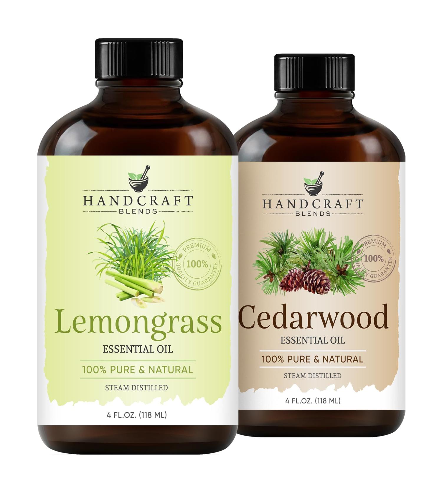 Handcraft Blends Earthy Citrus Set: Cedarwood and Lemongrass Essential Oils (2 x 4 Fl Oz) 100% Pure & Natural for Diffuser Aromatherapy and DIY Projects - Buy Online on GoSupps.com