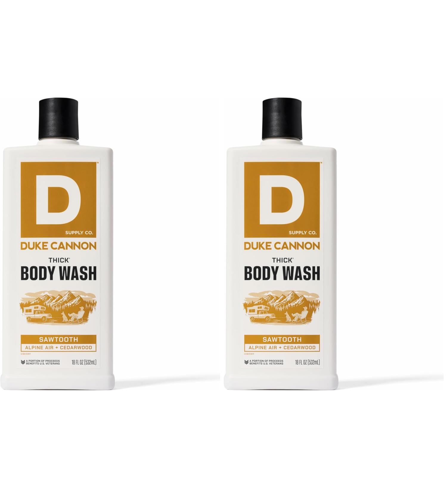 Duke Cannon Supply Co. Mens THICK Body Wash - Free of Sulfate Paraben & Phthalates Leaving Skin Soft and Hydrated - High Viscosity Odor Protection - Long Lasting Freshness - Sawtooth (18oz)