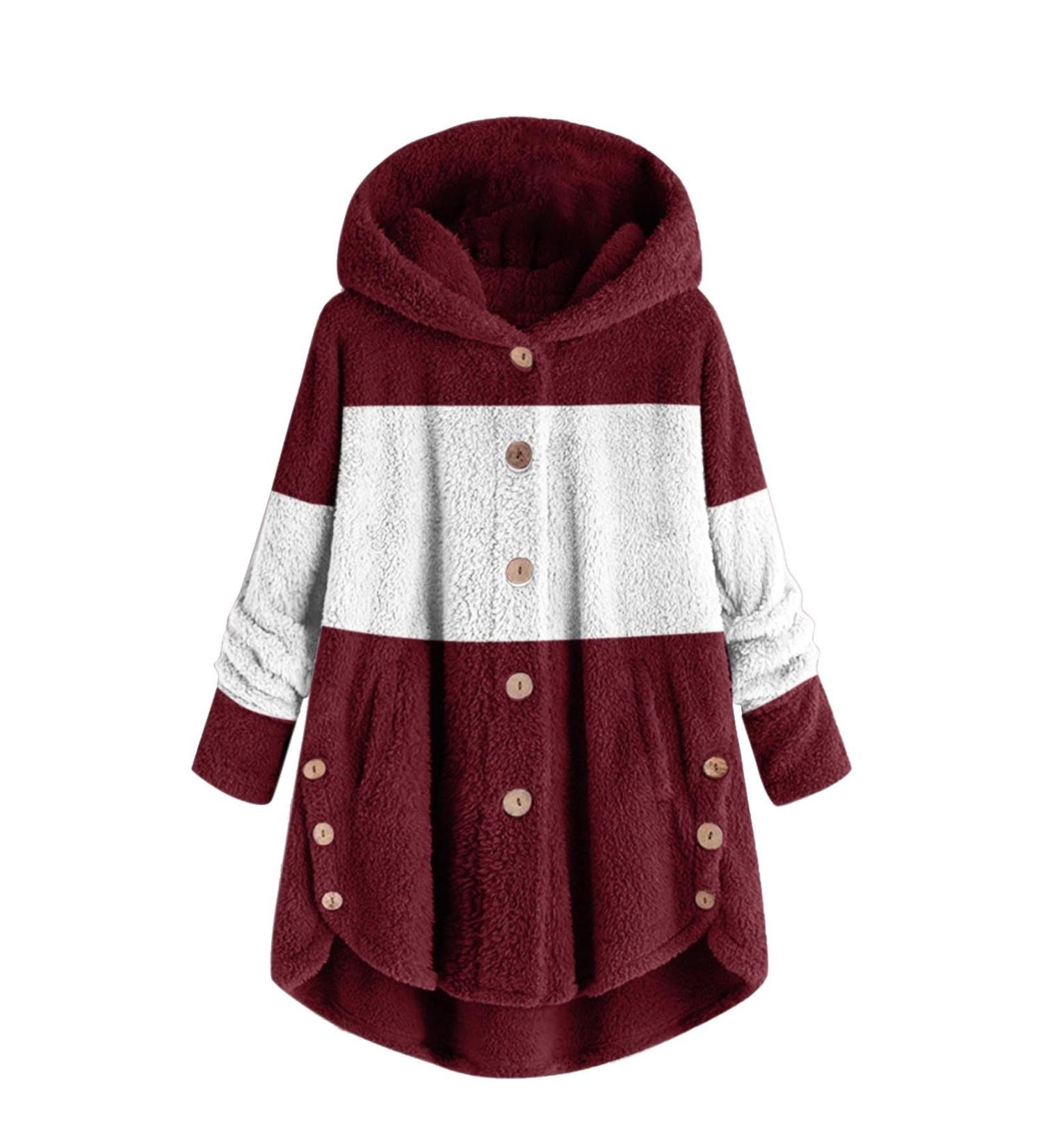 Shop Hanxiulin Oversized Women's Plush Jacket - Winter Hoodie Coat Reversible Outerwear & Casual Sweat Jacket - Buy Online on GoSupps.com